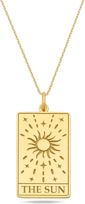 14K Gold Vermeil, The Sun, Fotune, The World, The Moon Pendant, Tarot Cards Charm,Good Luck Amulet Pendants Sterling Silver Jewelry Gift For Her