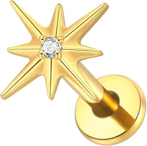 16G Flatback Stud Earring Titanium Earrings for Women 8mm Stud for Tragus Nose Helix Lip Piercing Jewelry