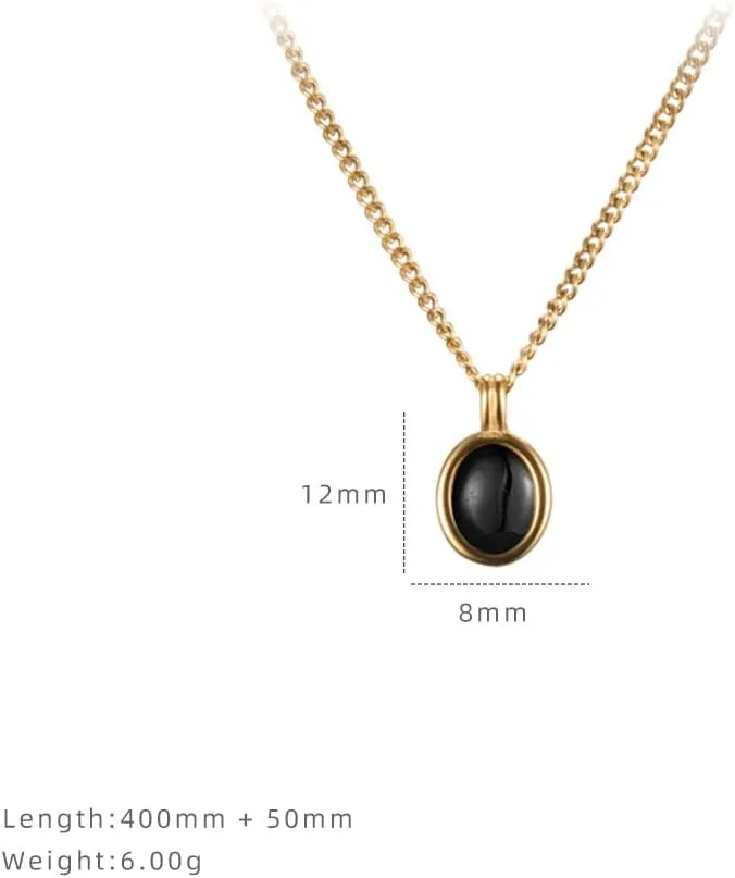 18K Gold Plated Gemstone Women Pendant Necklace Dainty Link Chain Necklaces for Women Ruby Amber Gemstone Pendants