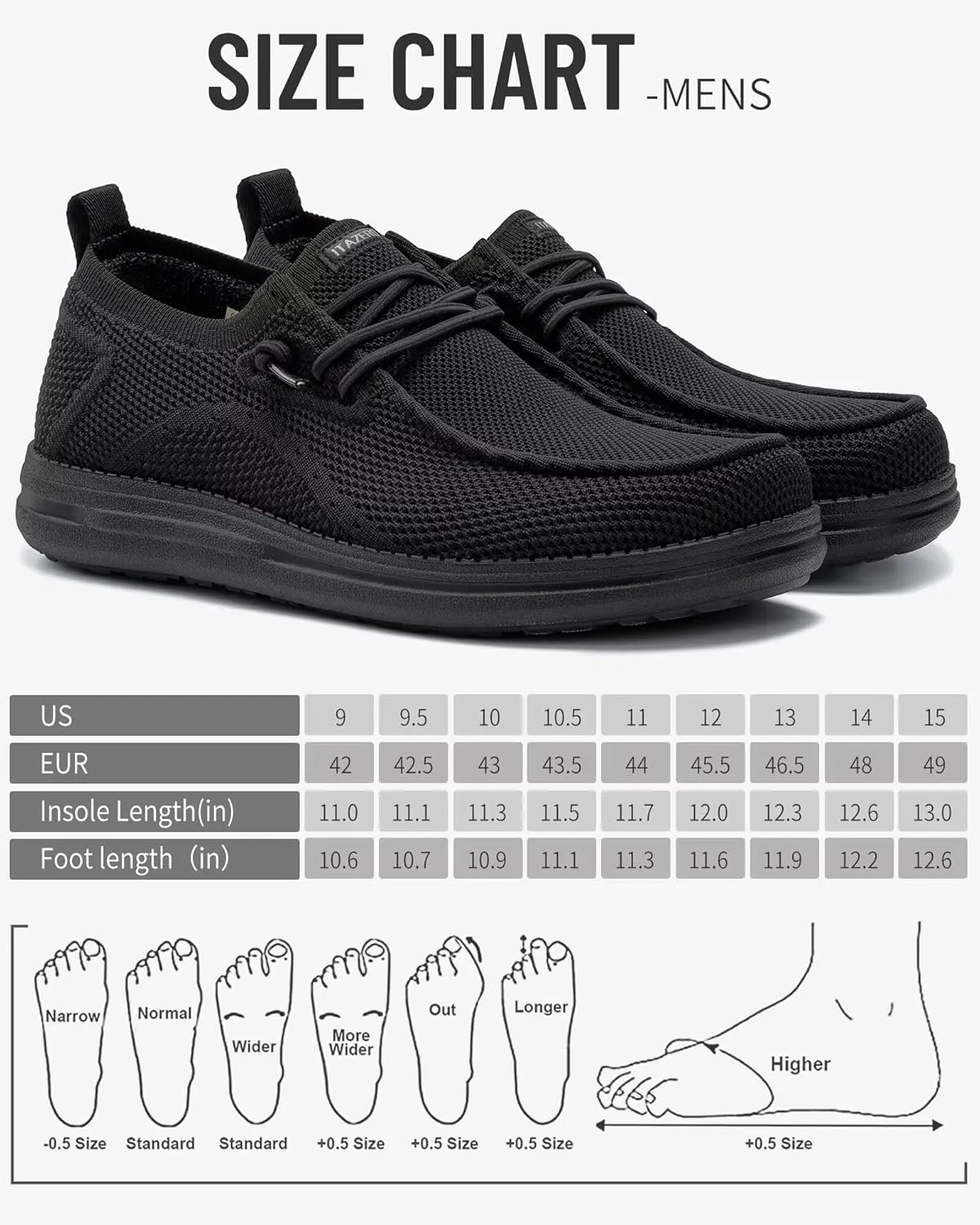 1TAZERO Wide-Shoes for Men - Toe-Box Walking Shoes with Arch Support