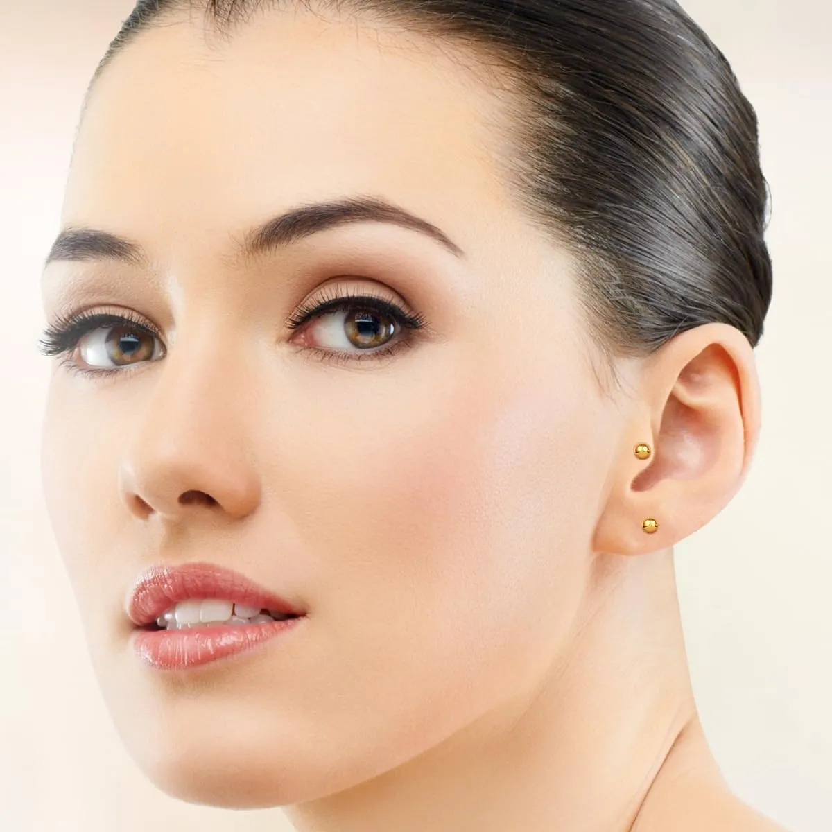 2 PAIRS 925 sterling silver stud earrings for women - tiny stud earrings - 24K Yellow or 18K Rose Gold Plated balls - small gold stud earrings - earrings studs pack - Diameter: 2, 3 or 4 mm