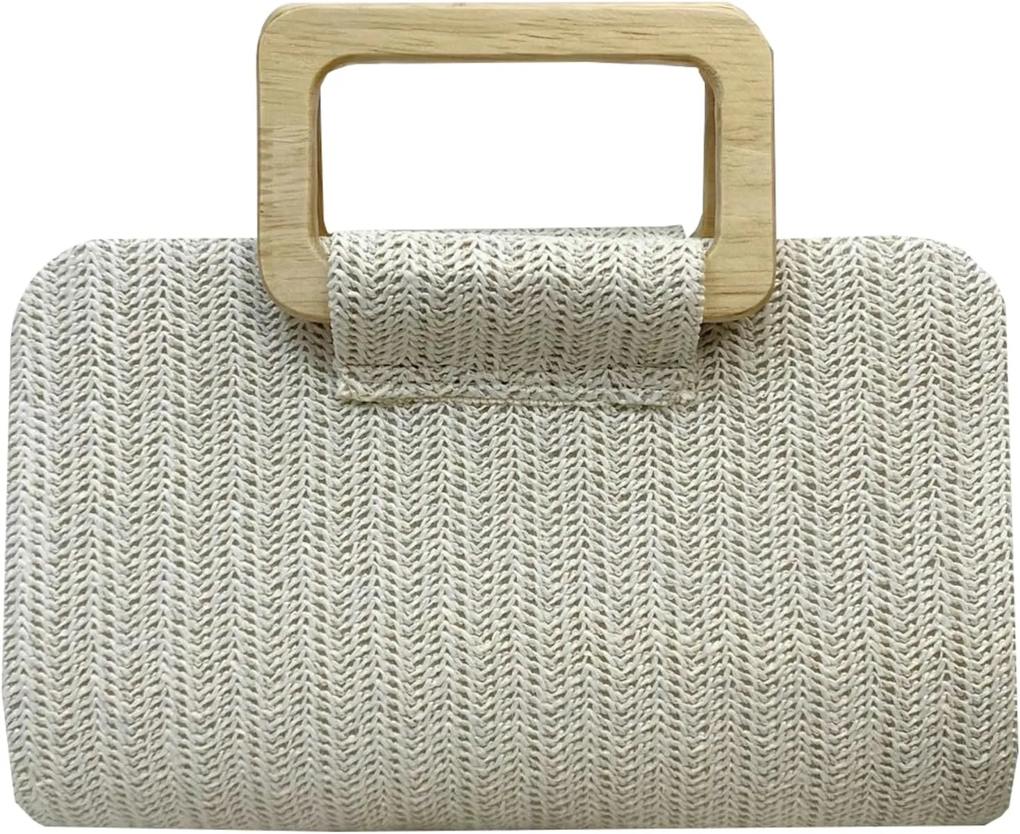 2025 Straw Clutch Purse Elegant Wooden Top Handle Handbag Evening Versatile Beach Bag Square Chain Strap Crossbody Bag