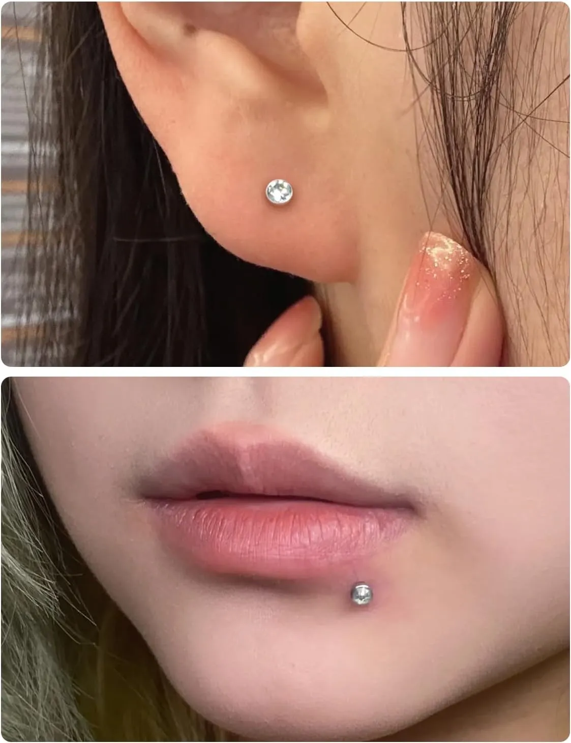 20G 18G 16G Threadless Push In Astm F136 Titanium Nose Ring Studs Flat Back Studs Earrings G23 Titanium Tragus Helix Conch Cartilage Earrings Piercing Jewelry For Women Men CZ 2mm 3mm 4mm