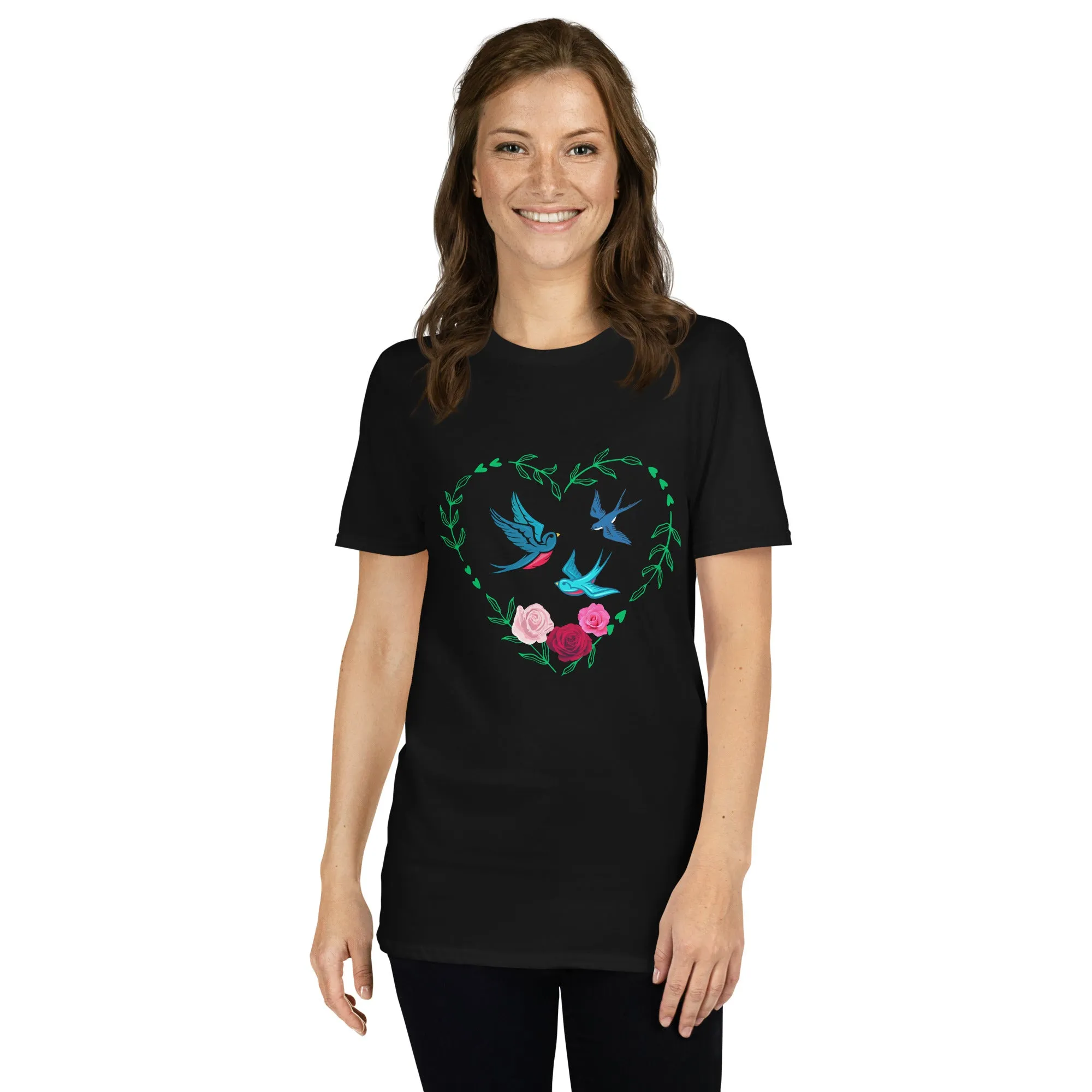 3 Birds 3 Roses - Short-Sleeve Unisex T-Shirt ~ 100% Cotton - Sharon Dawn Collection (Sale Price: $44.99 CAD)