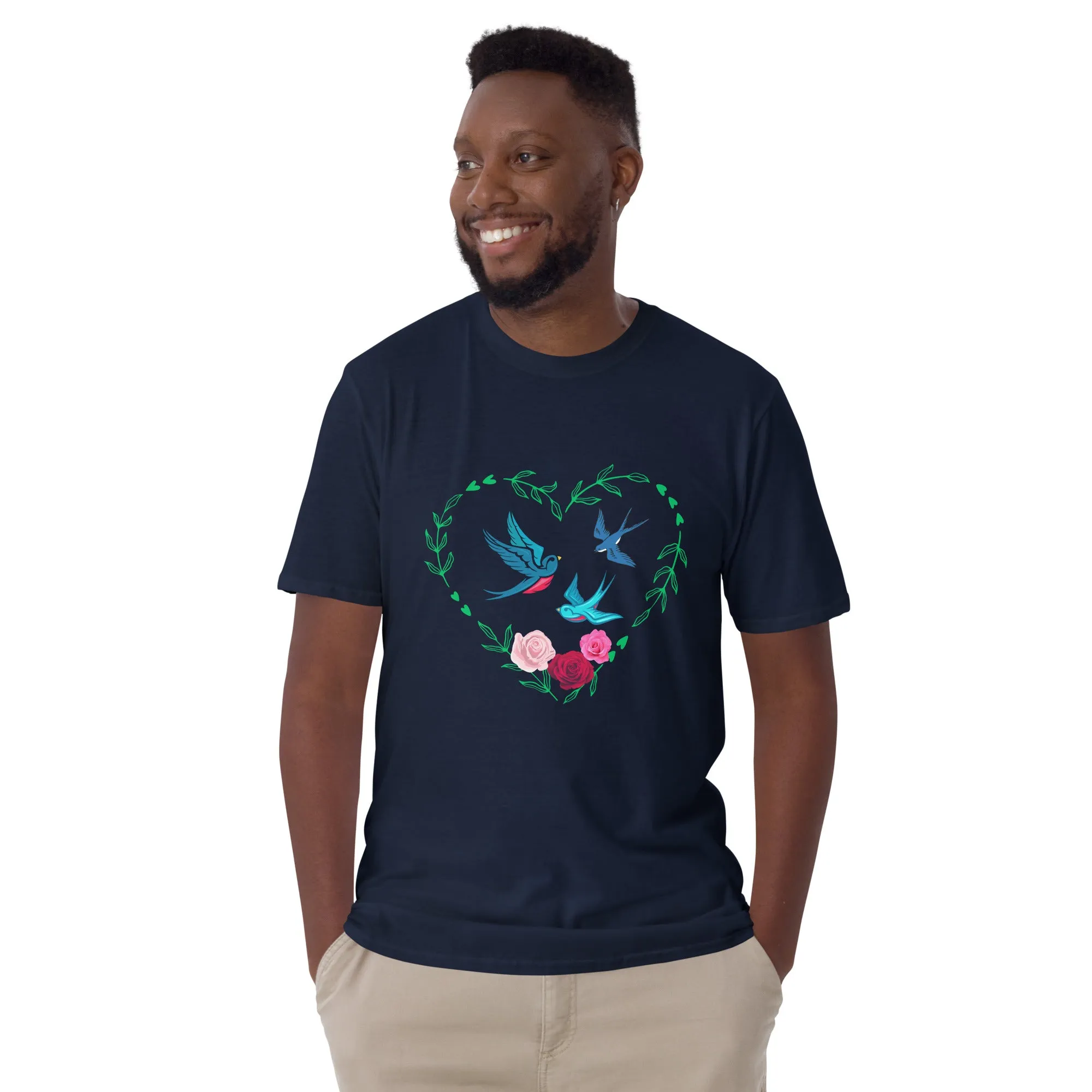 3 Birds 3 Roses - Short-Sleeve Unisex T-Shirt ~ 100% Cotton - Sharon Dawn Collection (Sale Price: $44.99 CAD)