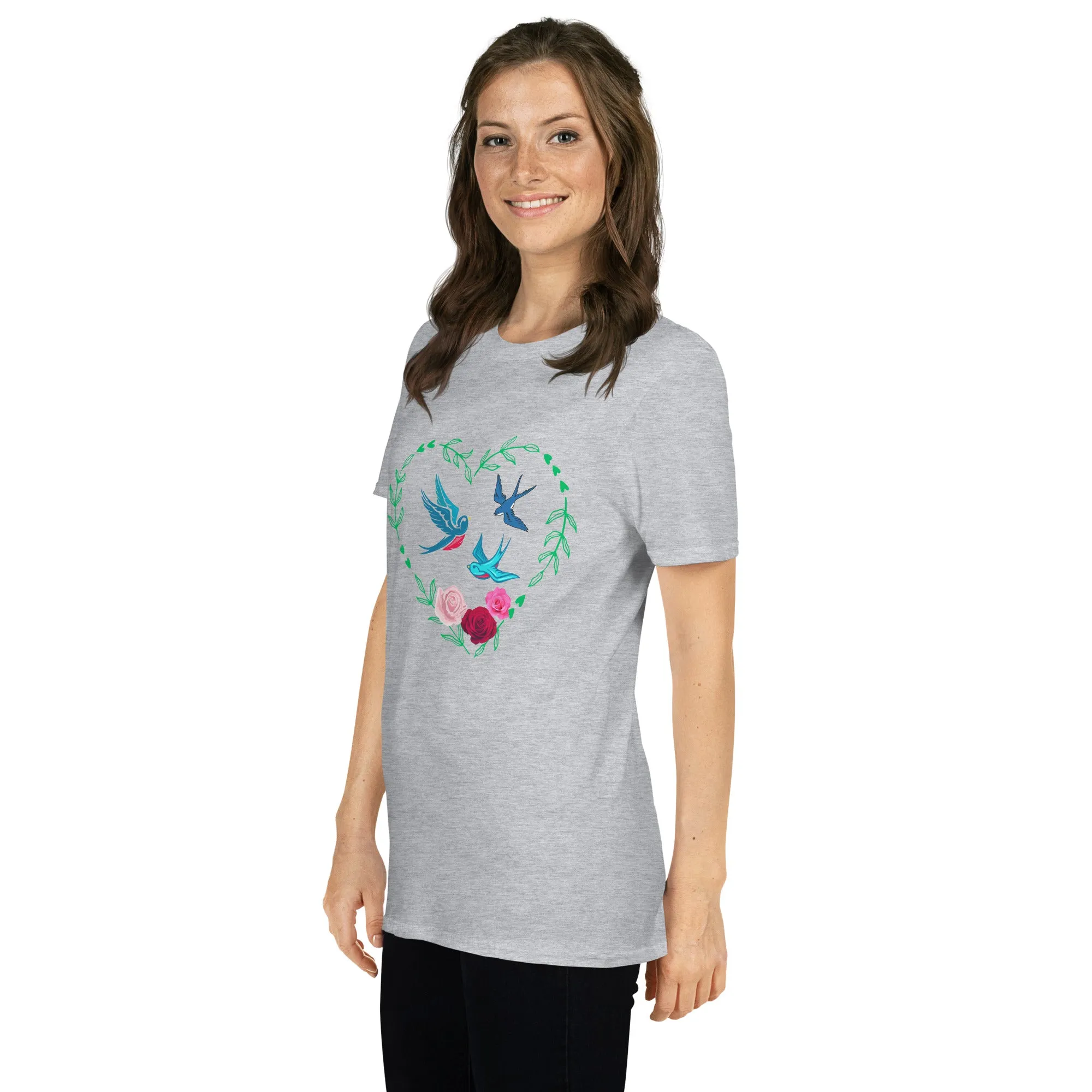 3 Birds 3 Roses - Short-Sleeve Unisex T-Shirt ~ 100% Cotton - Sharon Dawn Collection (Sale Price: $44.99 CAD)