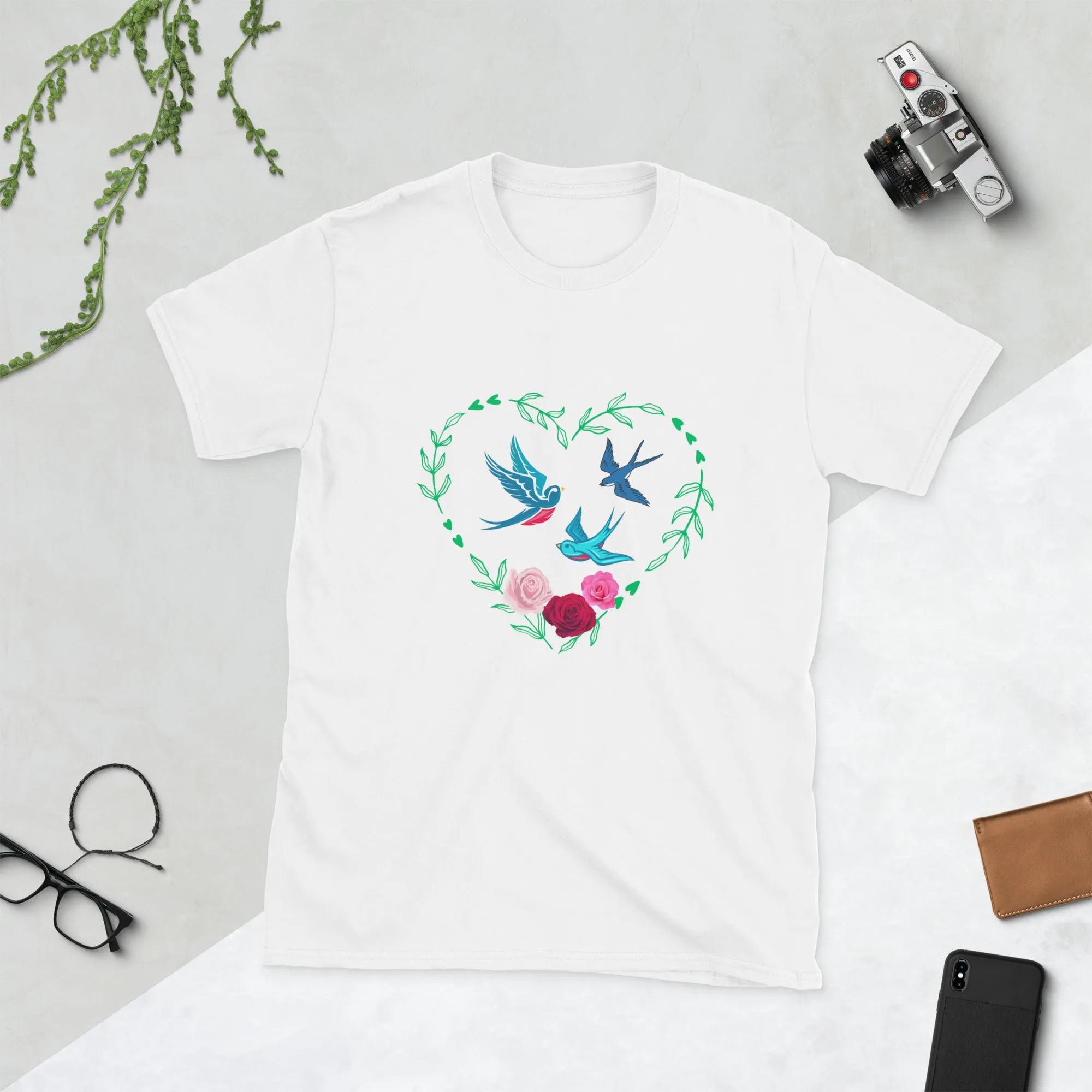 3 Birds 3 Roses - Short-Sleeve Unisex T-Shirt ~ 100% Cotton - Sharon Dawn Collection (Sale Price: $44.99 CAD)