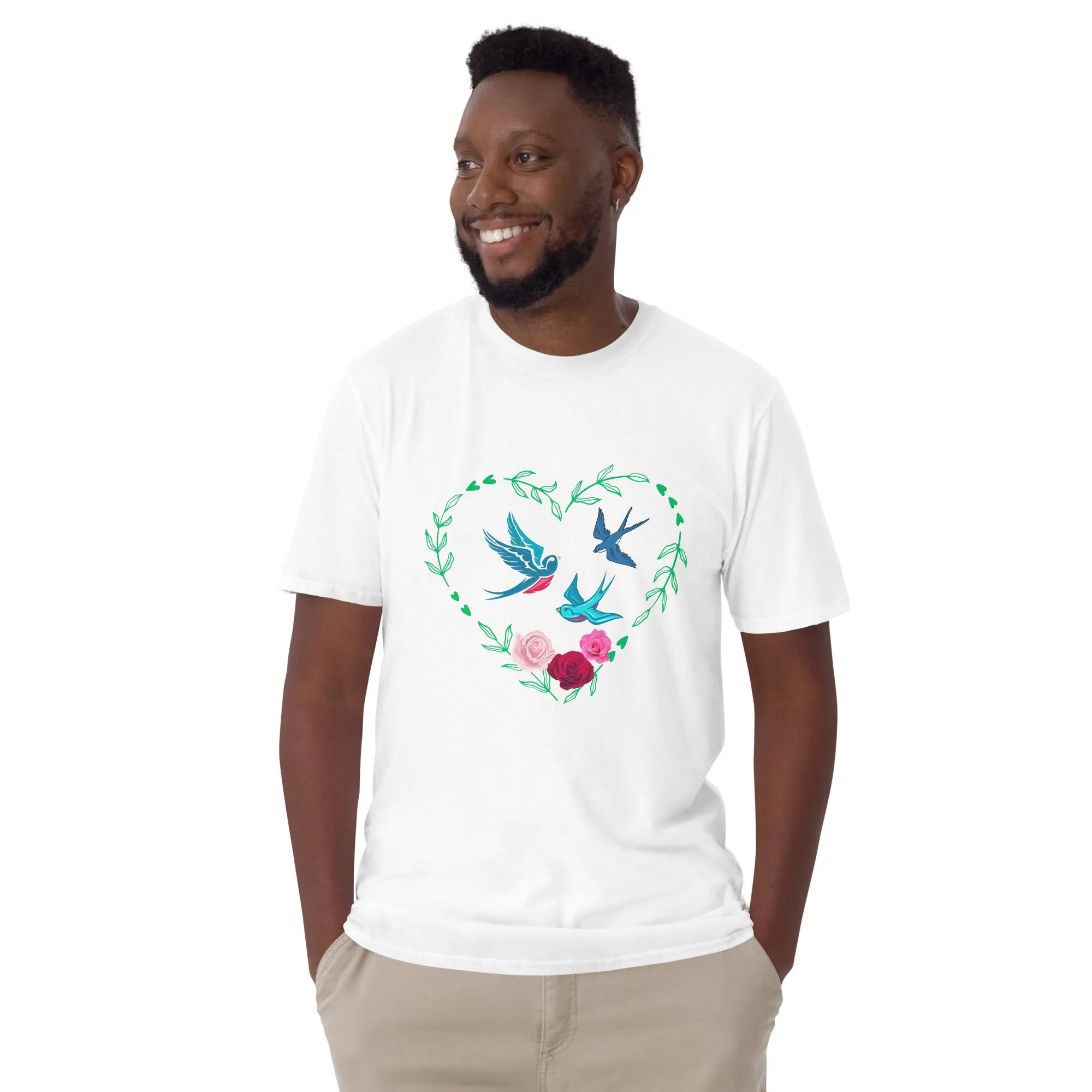 3 Birds 3 Roses - Short-Sleeve Unisex T-Shirt ~ 100% Cotton - Sharon Dawn Collection (Sale Price: $44.99 CAD)