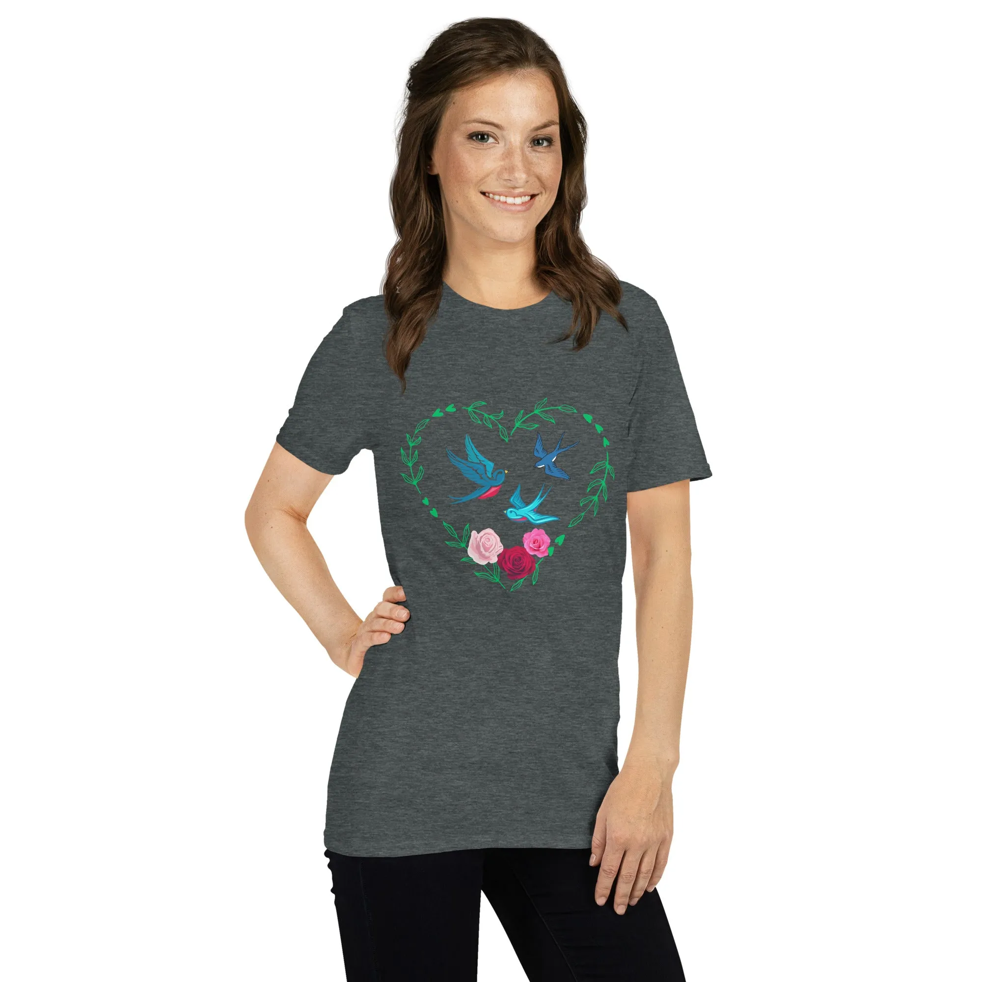 3 Birds 3 Roses - Short-Sleeve Unisex T-Shirt ~ 100% Cotton - Sharon Dawn Collection (Sale Price: $44.99 CAD)