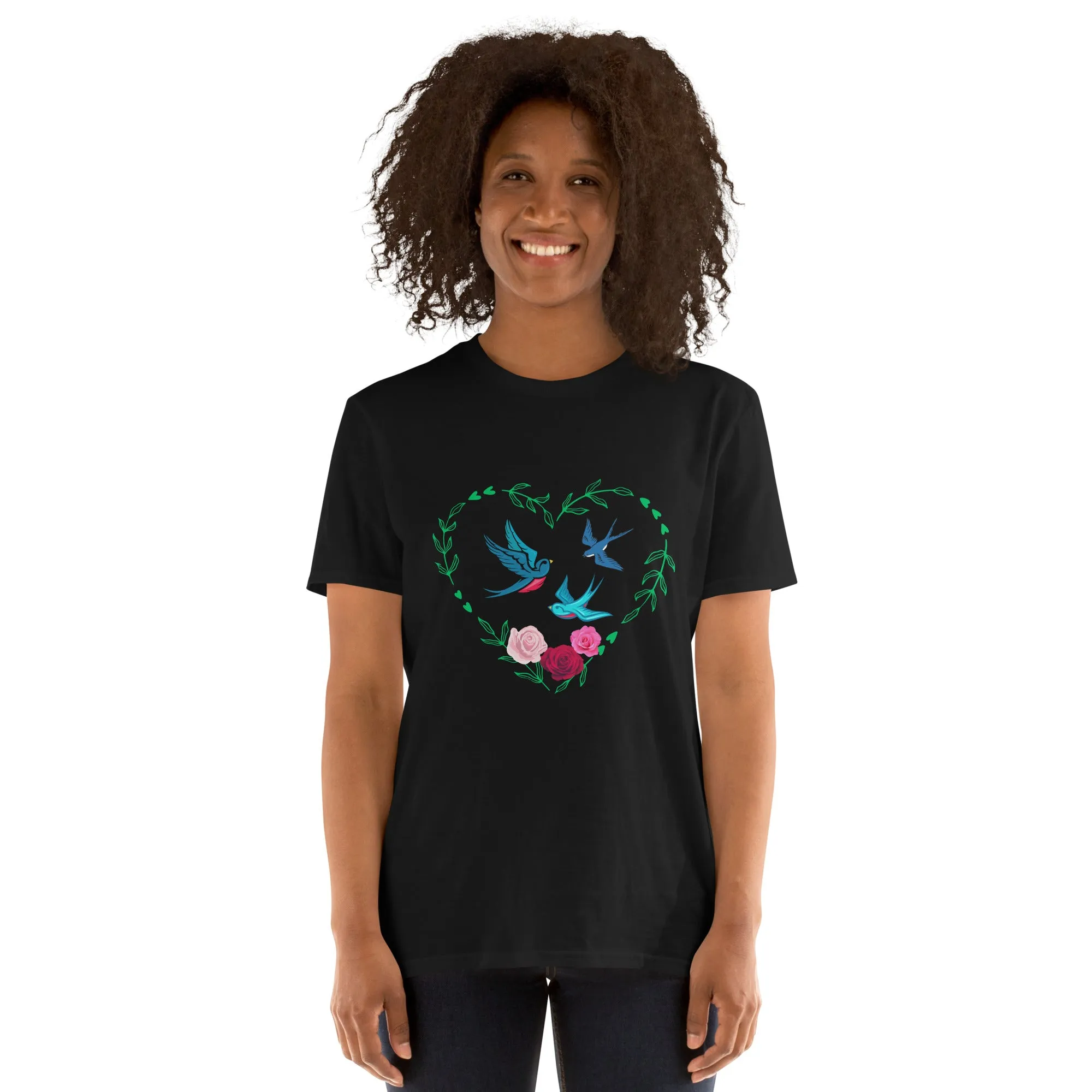 3 Birds 3 Roses - Short-Sleeve Unisex T-Shirt ~ 100% Cotton - Sharon Dawn Collection (Sale Price: $44.99 CAD)
