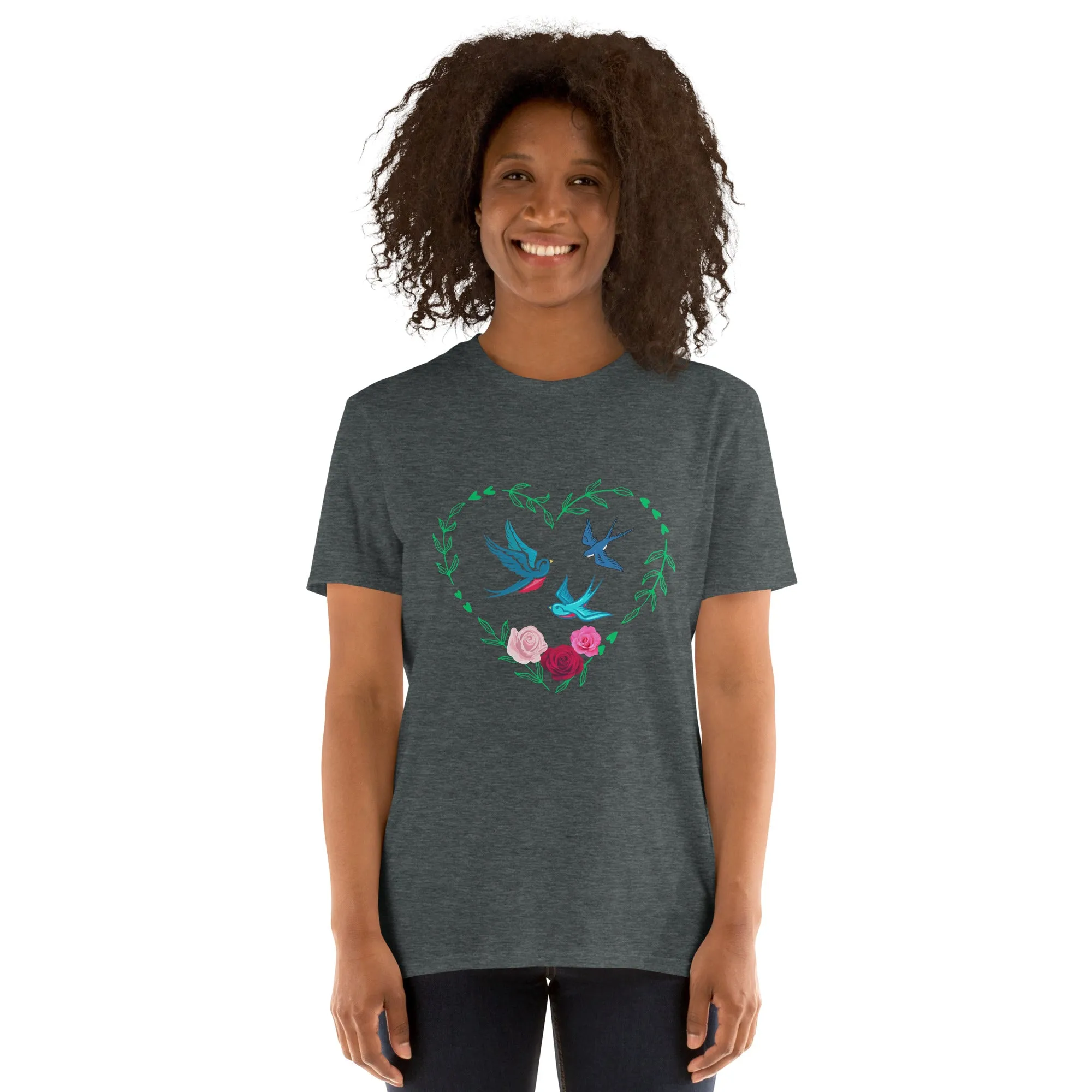 3 Birds 3 Roses - Short-Sleeve Unisex T-Shirt ~ 100% Cotton - Sharon Dawn Collection (Sale Price: $44.99 CAD)