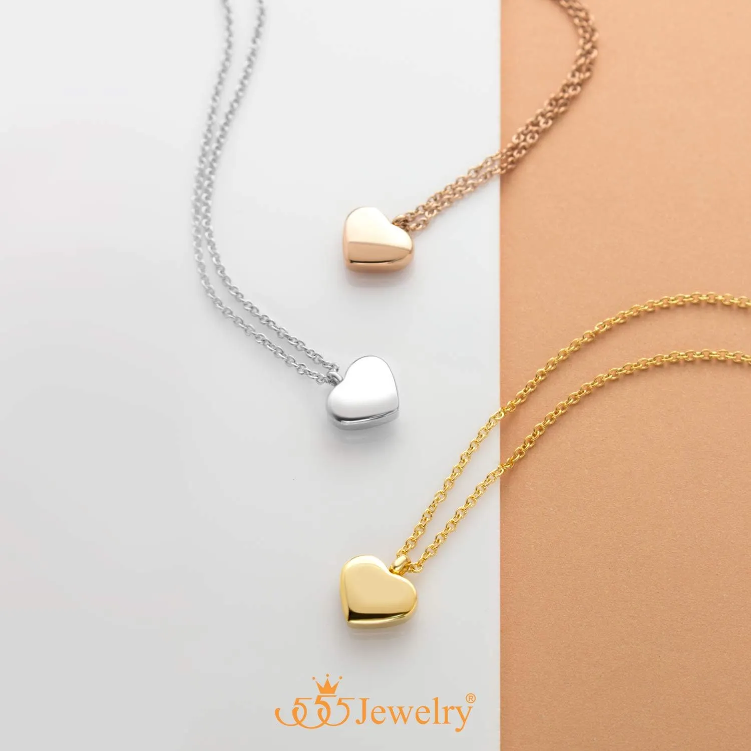 555Jewelry Womens Stainless Steel Love Cute Heart Shape Dainty Pendant Necklace