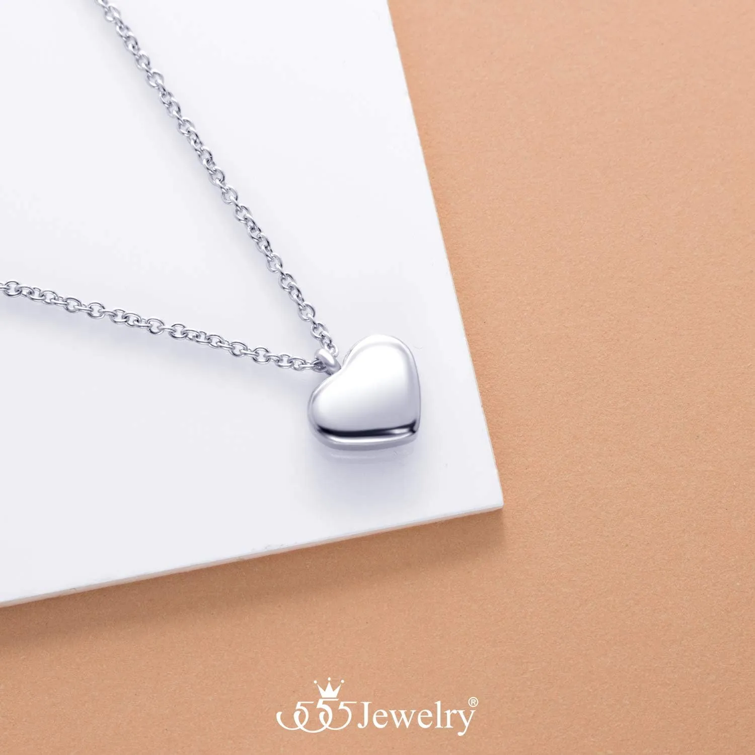 555Jewelry Womens Stainless Steel Love Cute Heart Shape Dainty Pendant Necklace