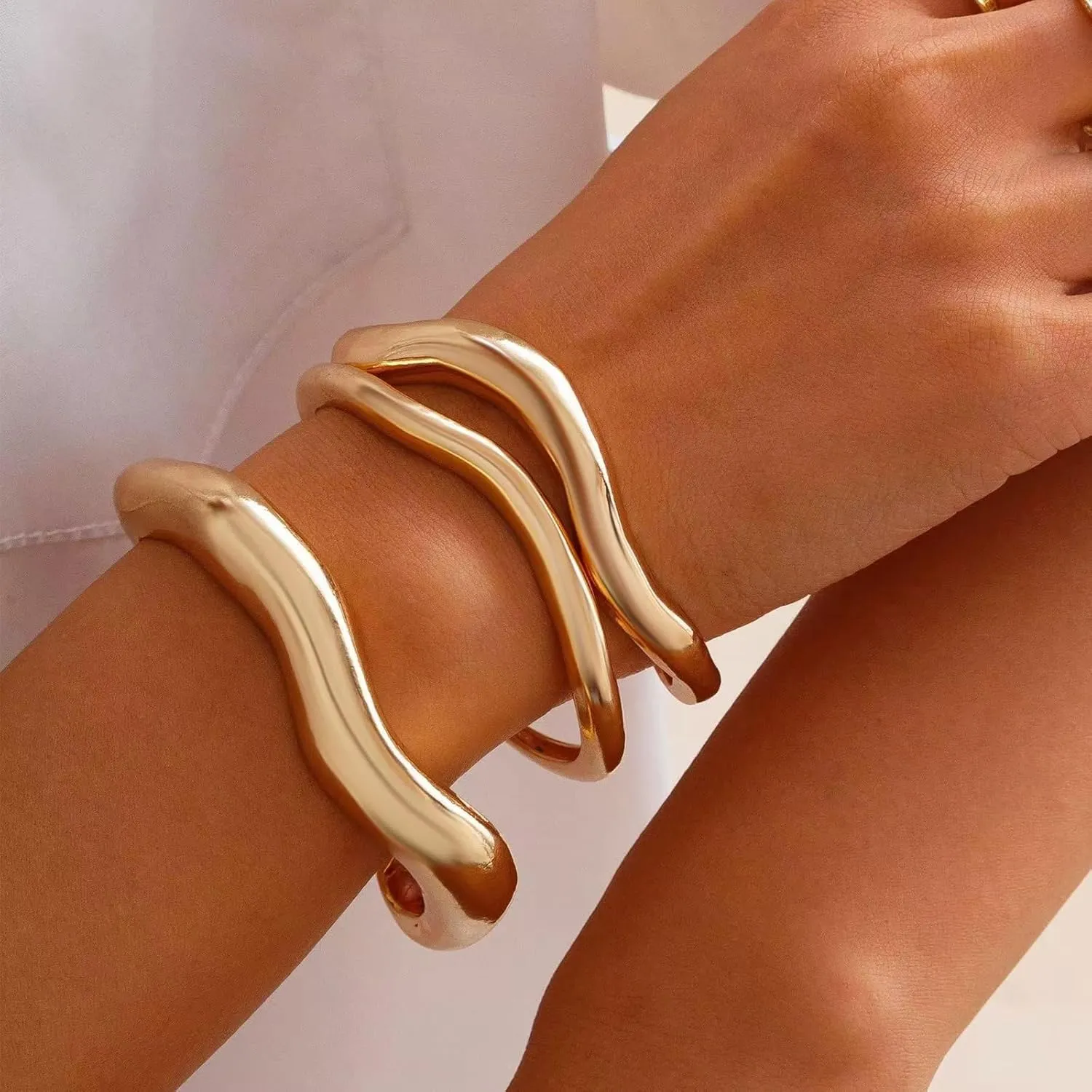 72ore Gold Bangles for Women Bangle Bracelets Chunky Bangles Bracelets Non Tarnish Bracelet for Women Trendy Jewelry Gifts