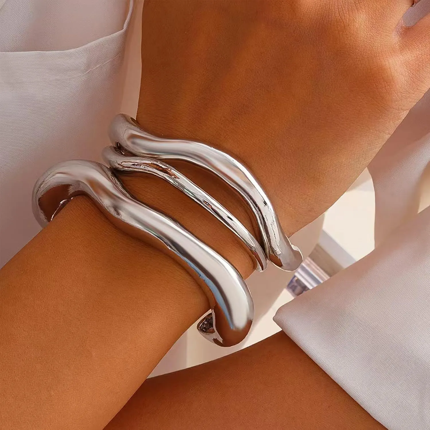 72ore Gold Bangles for Women Bangle Bracelets Chunky Bangles Bracelets Non Tarnish Bracelet for Women Trendy Jewelry Gifts