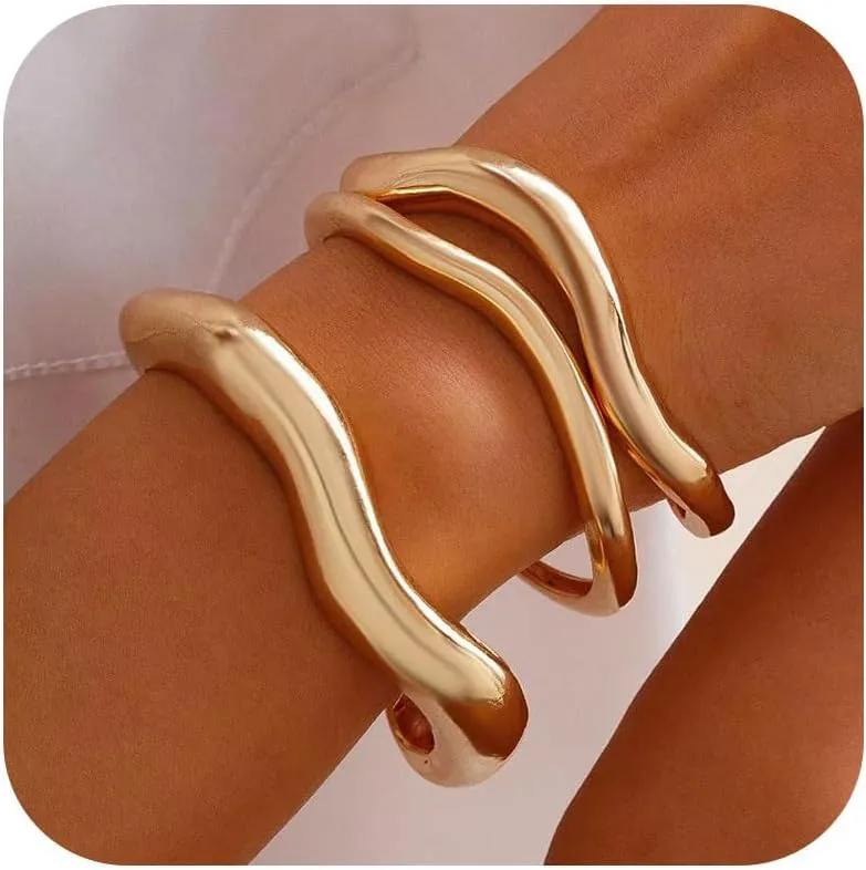 72ore Gold Bangles for Women Bangle Bracelets Chunky Bangles Bracelets Non Tarnish Bracelet for Women Trendy Jewelry Gifts