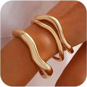 72ore Gold Bangles for Women Bangle Bracelets Chunky Bangles Bracelets Non Tarnish Bracelet for Women Trendy Jewelry Gifts