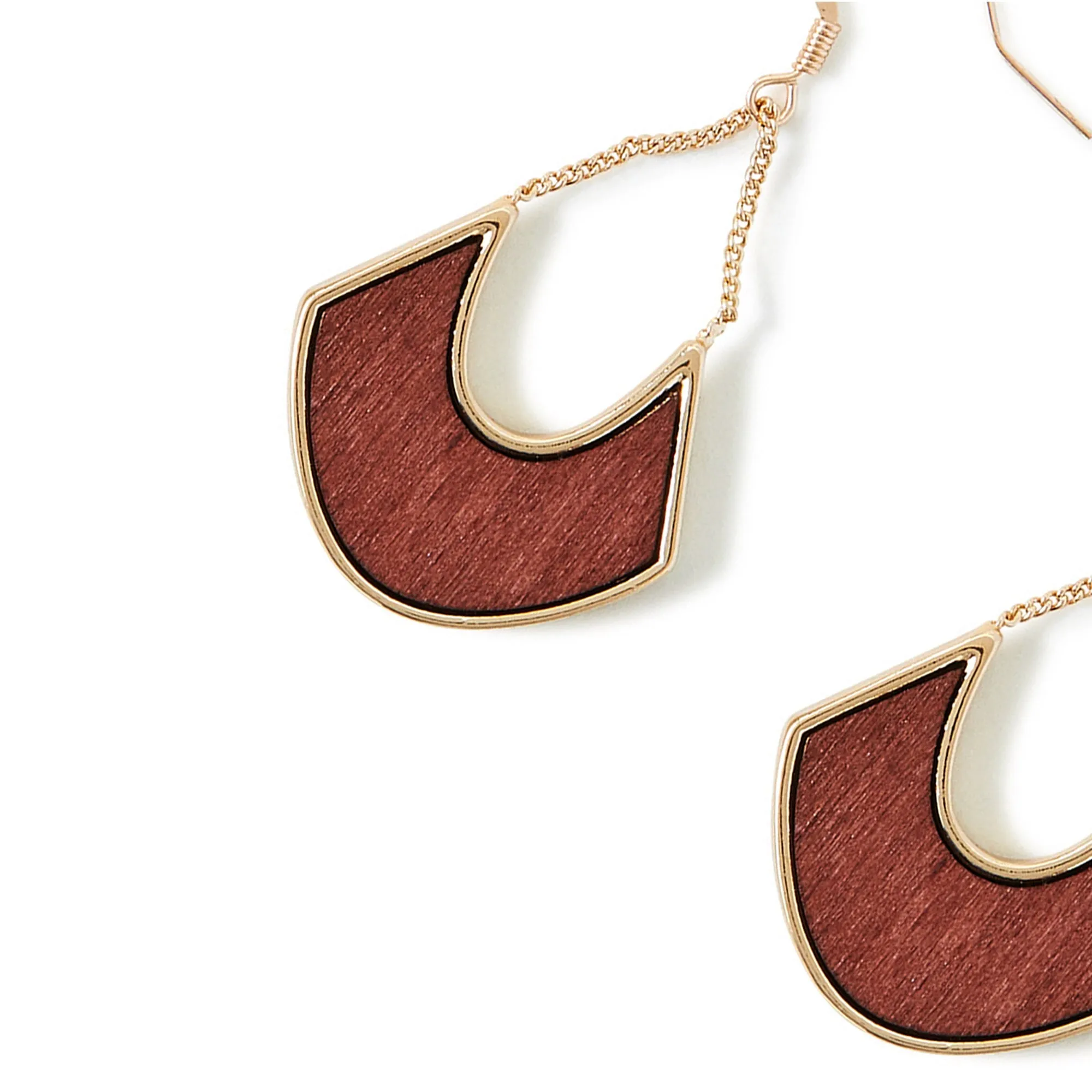 Accessorize London Women's Long Wooden Cut Out Earrings