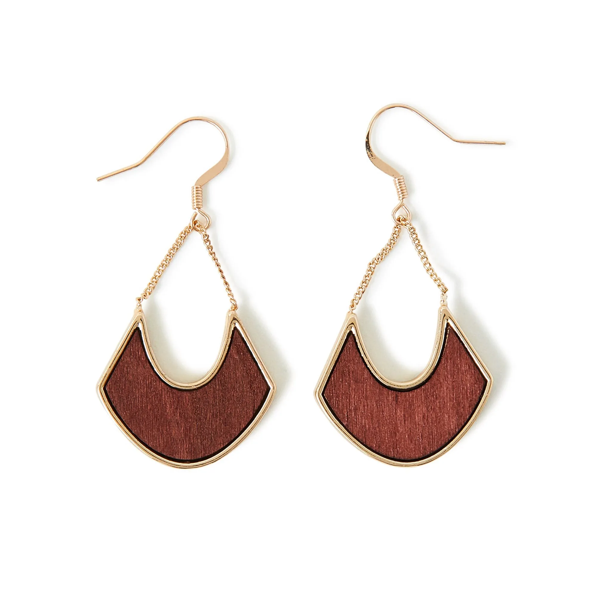 Accessorize London Women's Long Wooden Cut Out Earrings