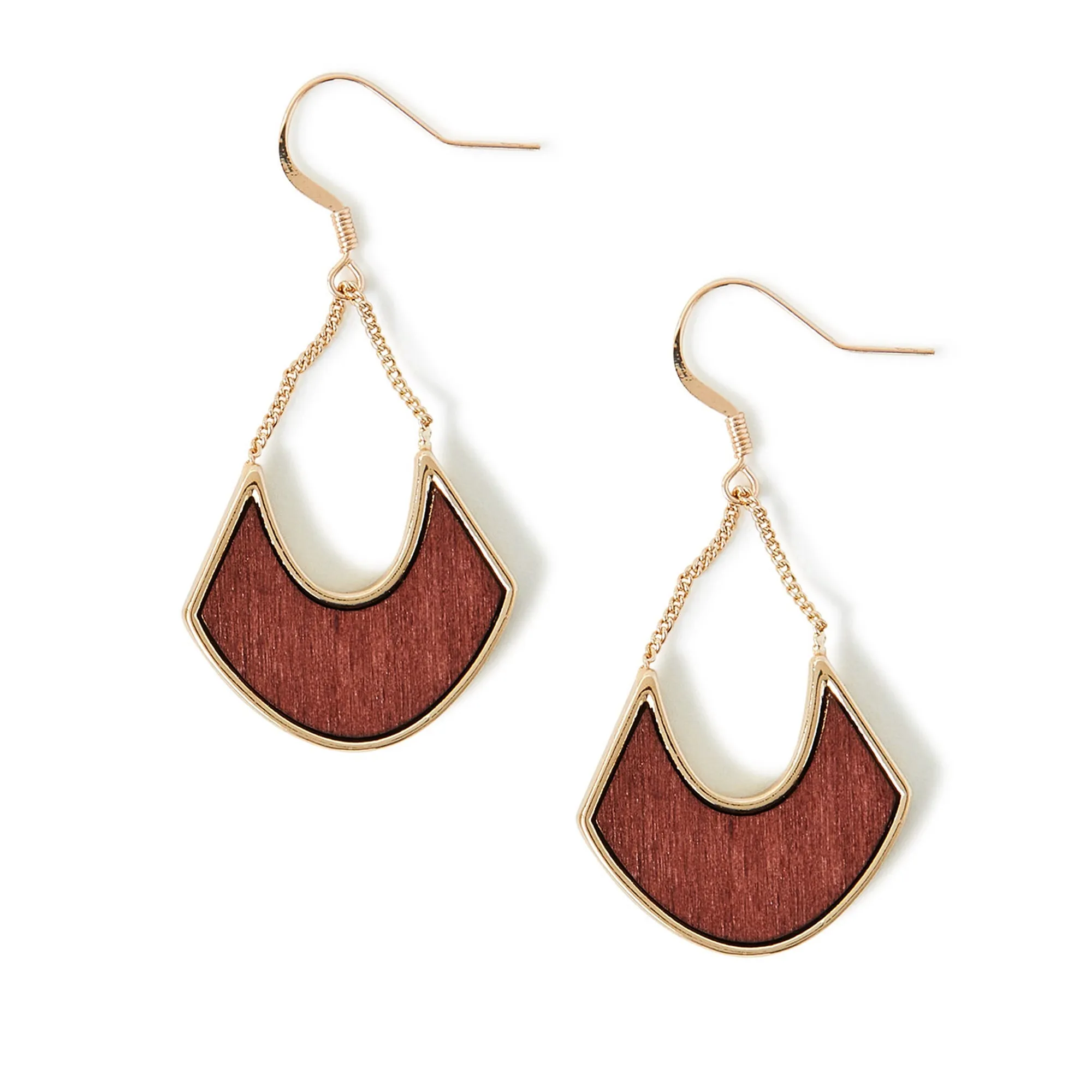 Accessorize London Women's Long Wooden Cut Out Earrings