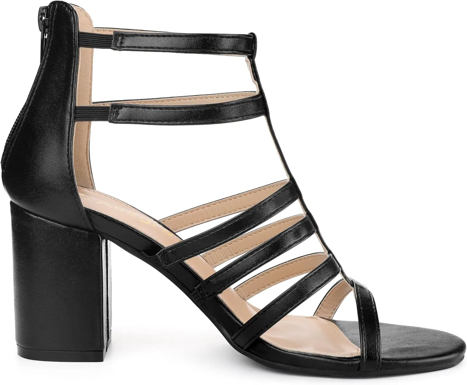 Allegra K Women's Cage Strappy Gladiators Chunky Heels Sandals