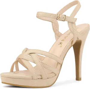 Allegra K Women's Strappy Platform Heels Stiletto Heel Sandals