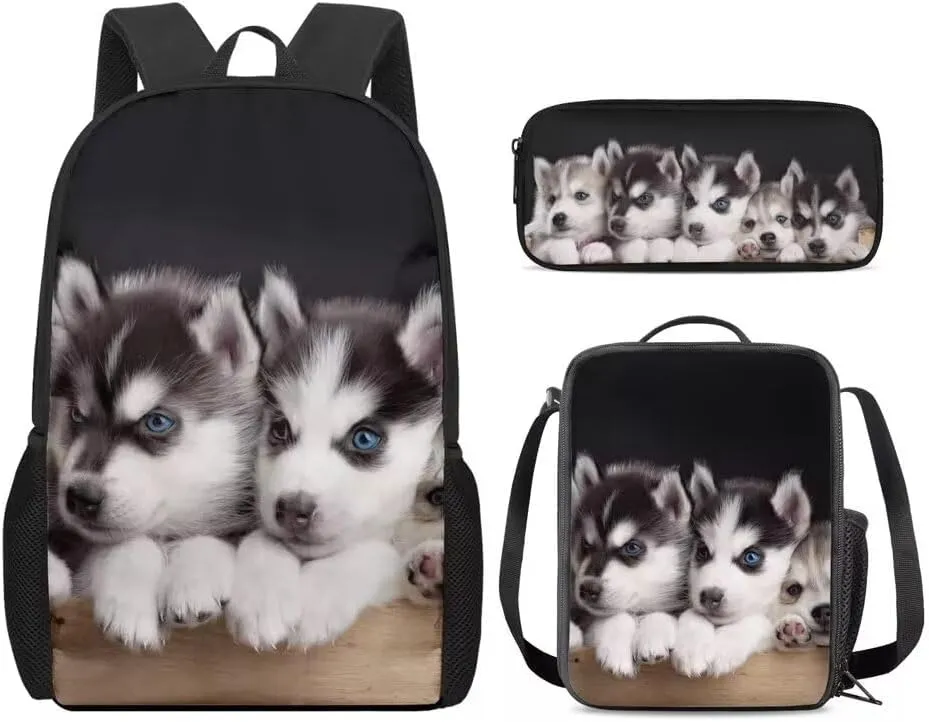 AmzPrint Kids Boys Girls 3pcs Back To School Set Gifts Lightweight Backpack And Insulated Lunch Box Pencil Bag For School