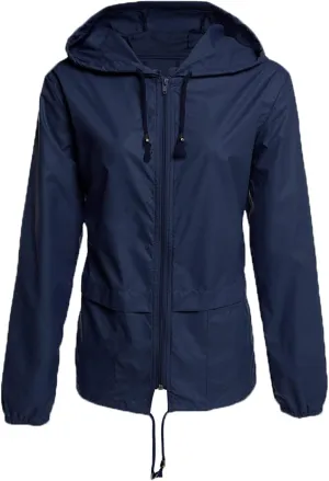 Andongnywell Raincoat Women Lightweight Waterproof Rain Jackets Packable Outdoor Hooded Windbreaker Jacket