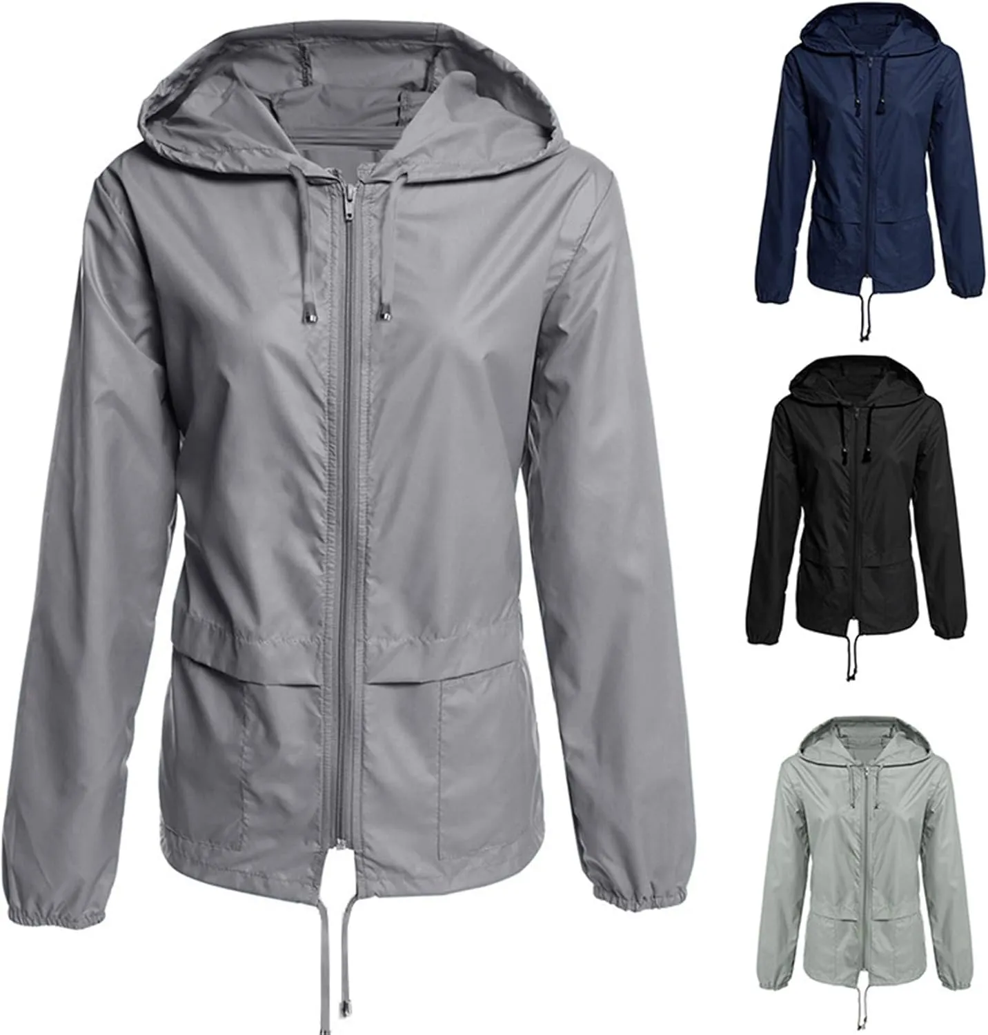 Andongnywell Raincoat Women Lightweight Waterproof Rain Jackets Packable Outdoor Hooded Windbreaker Jacket
