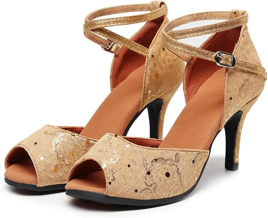 AOQUNFS Women Latin Dance Shoes Ballroom Salsa Practice Performance Dancing Shoes,113
