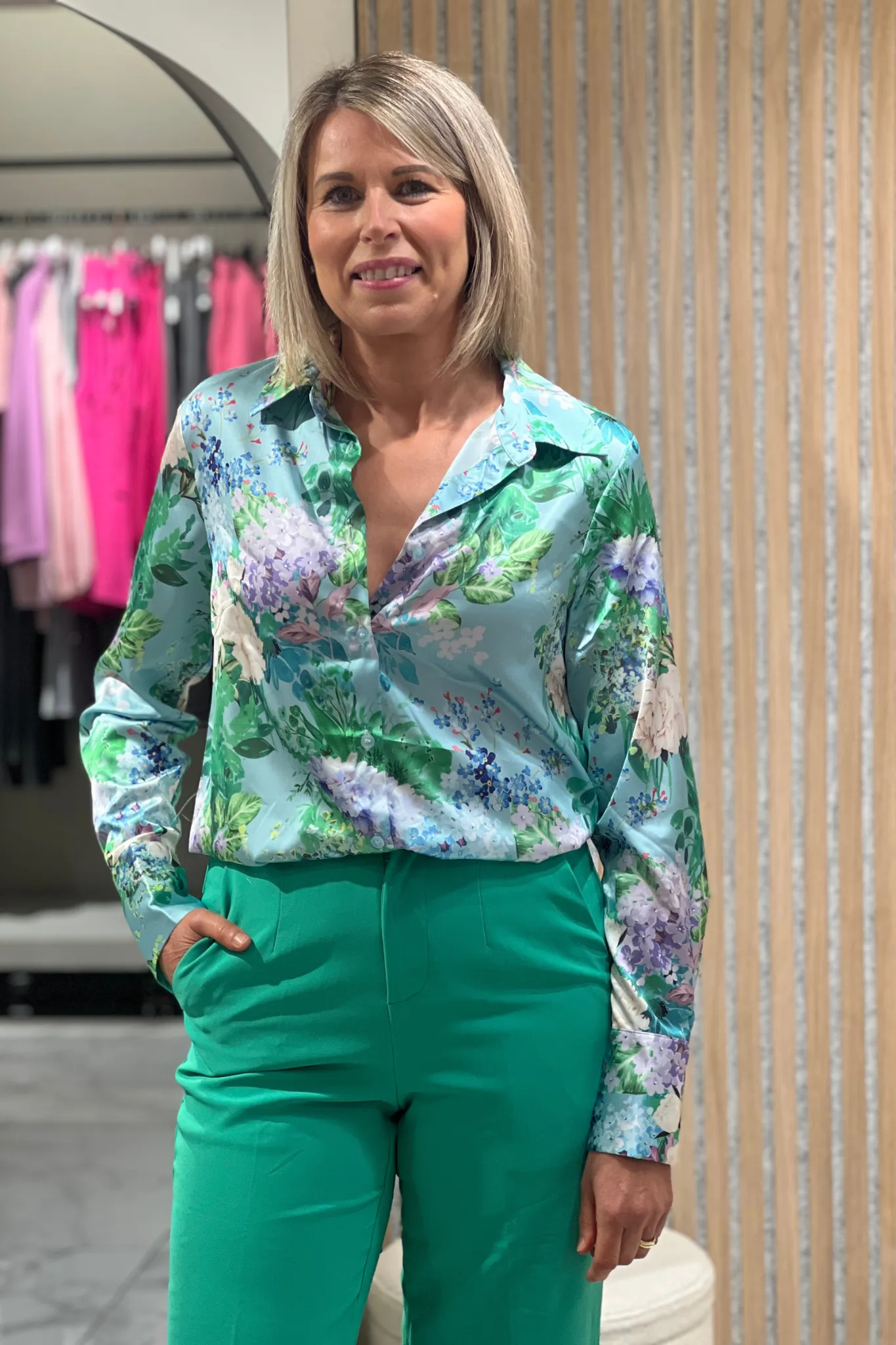 Arabella Floral Shirt In Blue Mix