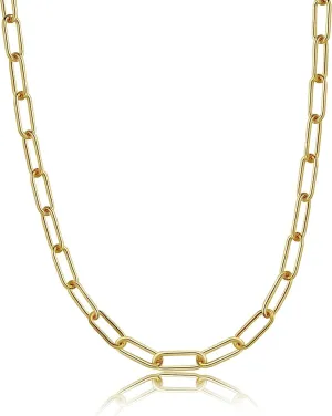 ASCOMY Dainty Gold Necklaces for Women 14K Gold Plated Paperclip Chain Necklace Simple Cute Chain Necklace Chunky Chain Toggle Necklaces Silver Necklaces for Women Everyday Jewelry Gifts for Women