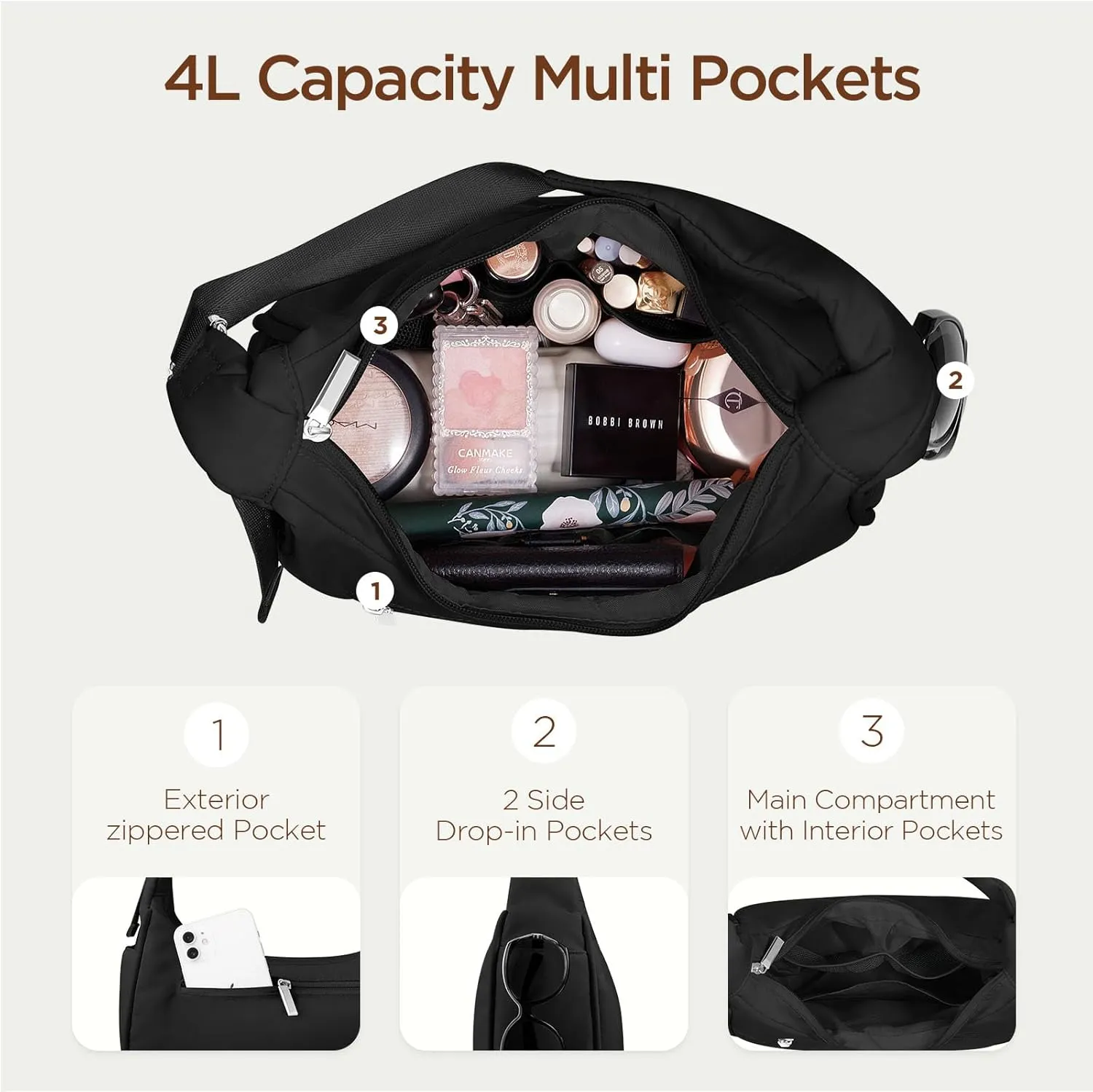 Babysun Mini Shoulder Bag Women Nylon Crescent Bag Underarm Shoulder Purse Women's Shoulder Handbags Small Tote Bag