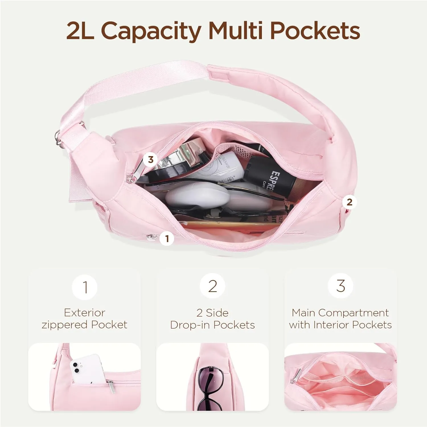 Babysun Mini Shoulder Bag Women Nylon Crescent Bag Underarm Shoulder Purse Women's Shoulder Handbags Small Tote Bag