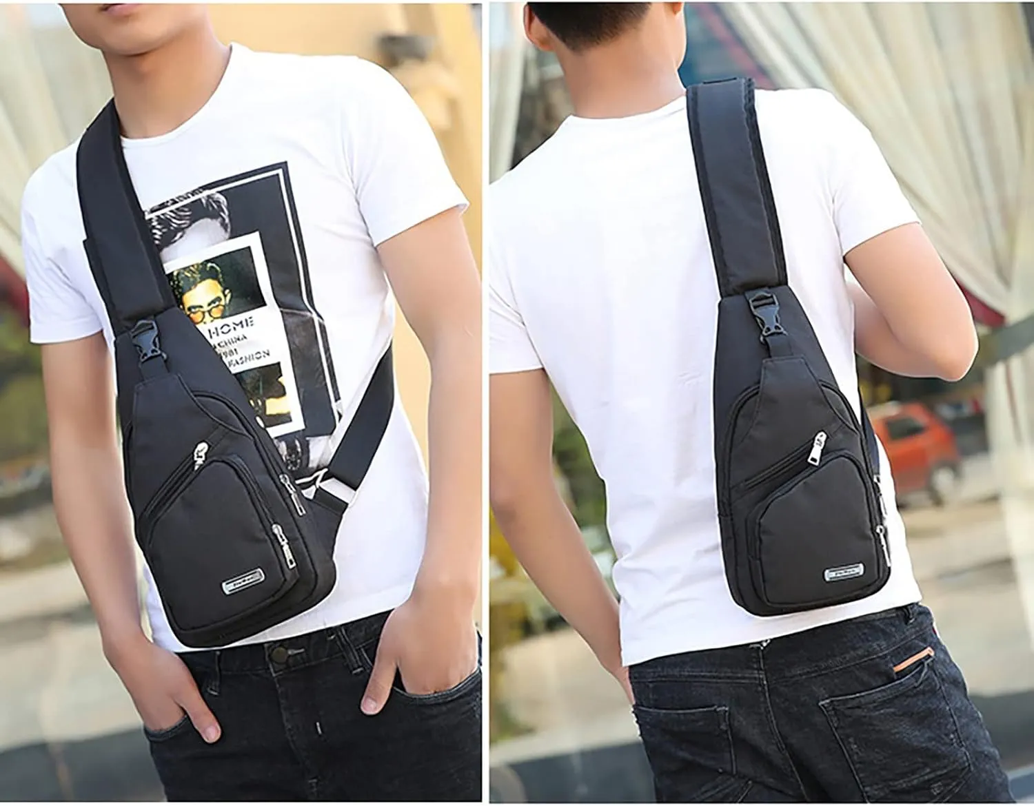 Backpack Business Leisure Functional Travel One Shoulder Crossbody Bag Cute Messenger Bags for Women (Black, One Size)