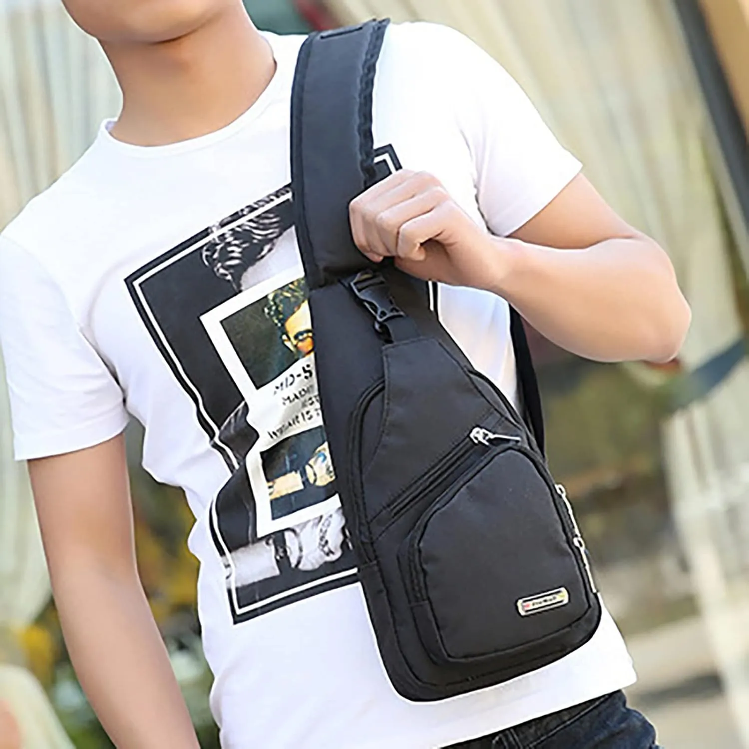 Backpack Business Leisure Functional Travel One Shoulder Crossbody Bag Cute Messenger Bags for Women (Black, One Size)