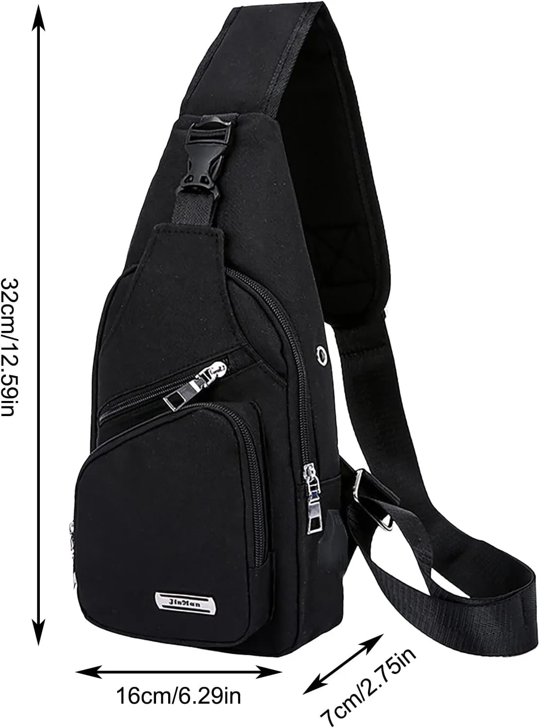 Backpack Business Leisure Functional Travel One Shoulder Crossbody Bag Cute Messenger Bags for Women (Black, One Size)