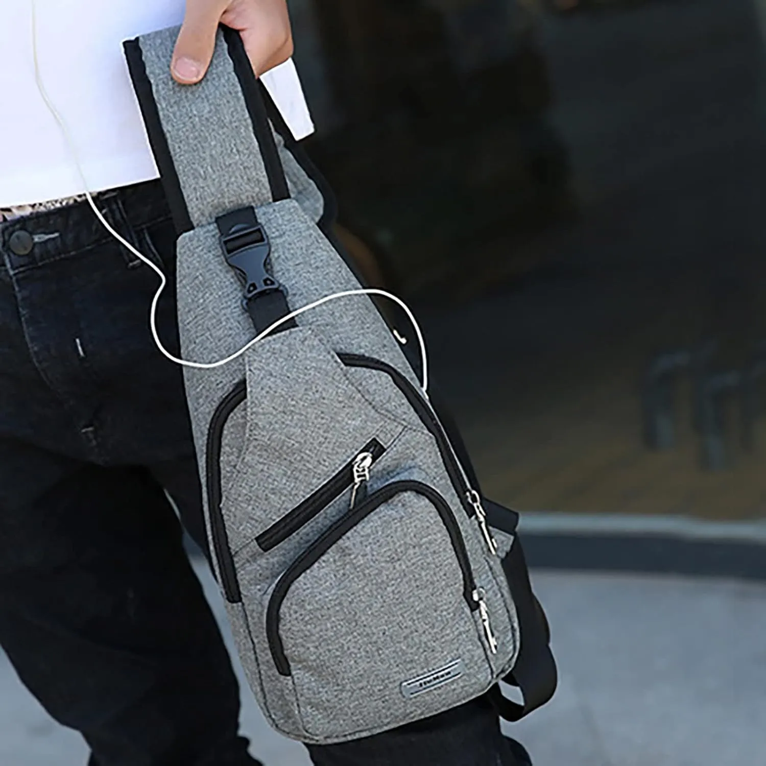 Backpack Business Leisure Functional Travel One Shoulder Crossbody Bag Cute Messenger Bags for Women (Grey, One Size)