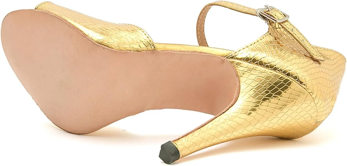 Ballroom Dancing Shoes for Women Snakeskin Stiletto High Heel Party Wedding Sandals