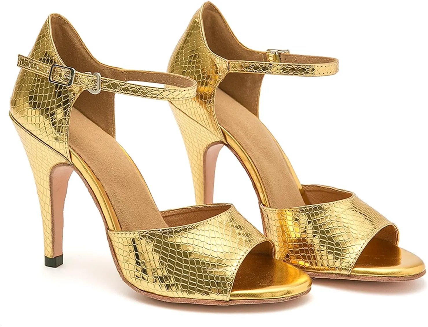 Ballroom Dancing Shoes for Women Snakeskin Stiletto High Heel Party Wedding Sandals
