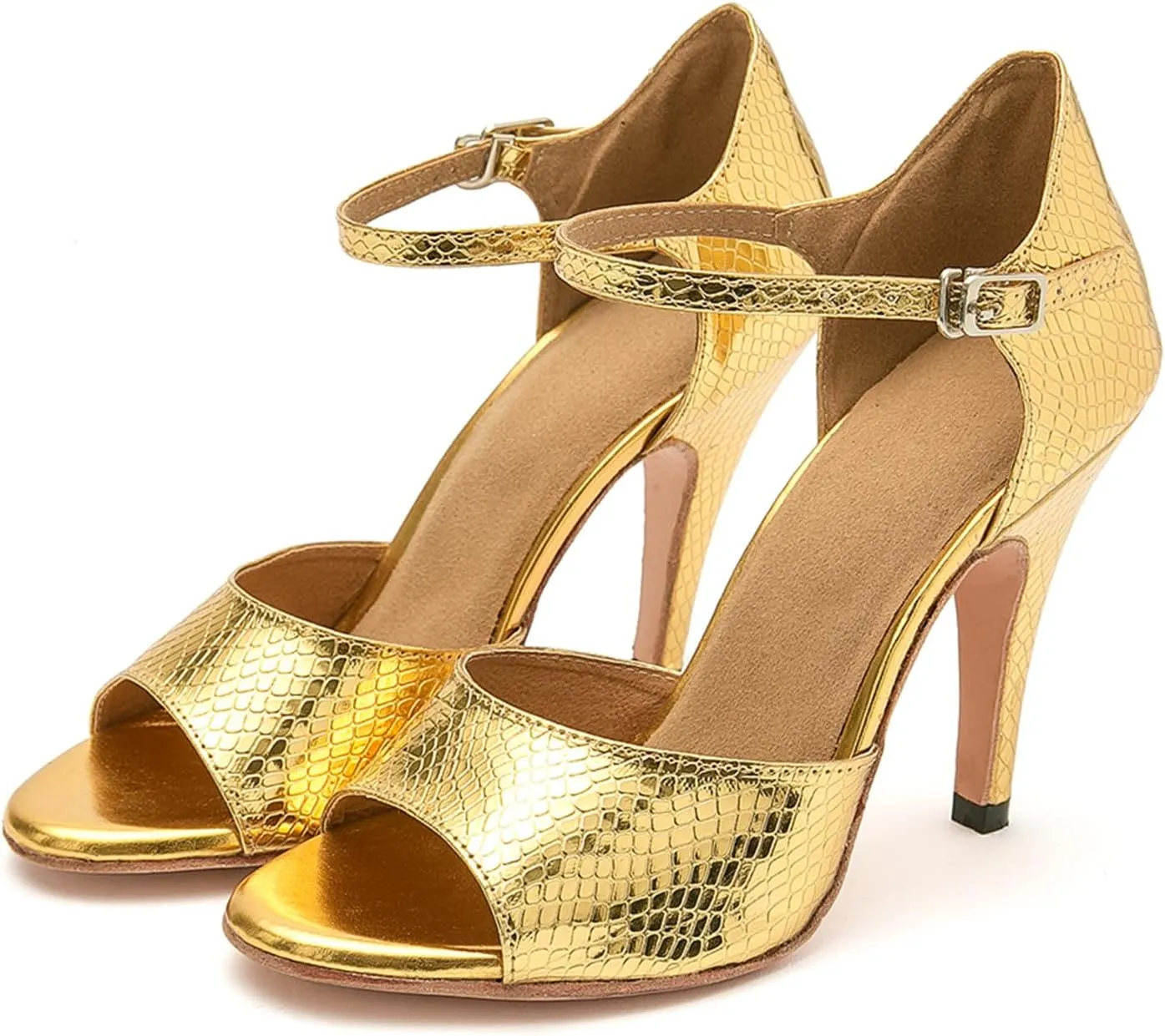 Ballroom Dancing Shoes for Women Snakeskin Stiletto High Heel Party Wedding Sandals