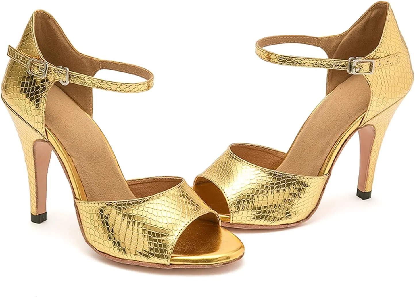 Ballroom Dancing Shoes for Women Snakeskin Stiletto High Heel Party Wedding Sandals