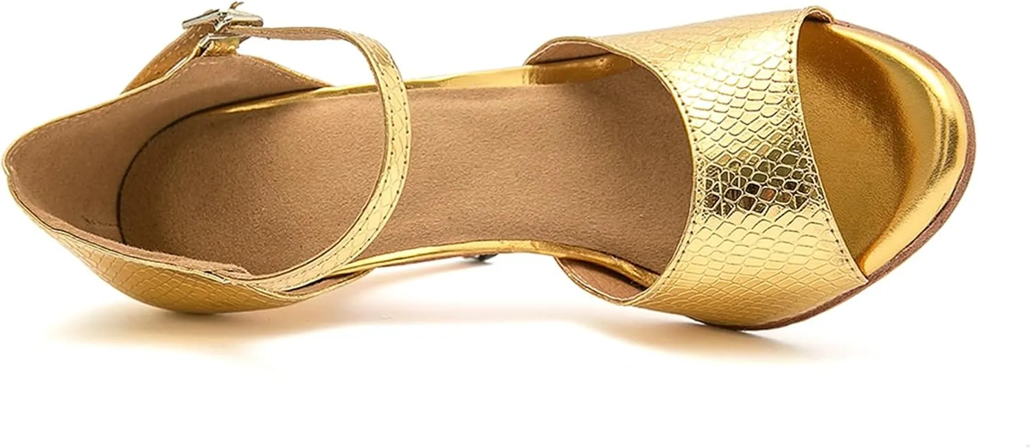 Ballroom Dancing Shoes for Women Snakeskin Stiletto High Heel Party Wedding Sandals