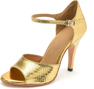 Ballroom Dancing Shoes for Women Snakeskin Stiletto High Heel Party Wedding Sandals