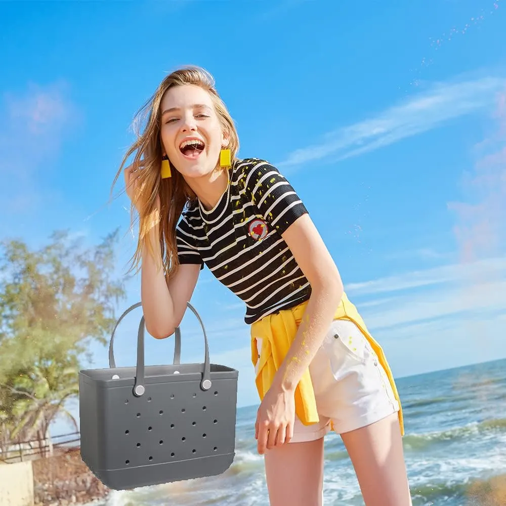 Beach Bag Rubber Tote Bag - Waterproof and Sandproof Tote Bags Outdoor Portable Handbag for Sports