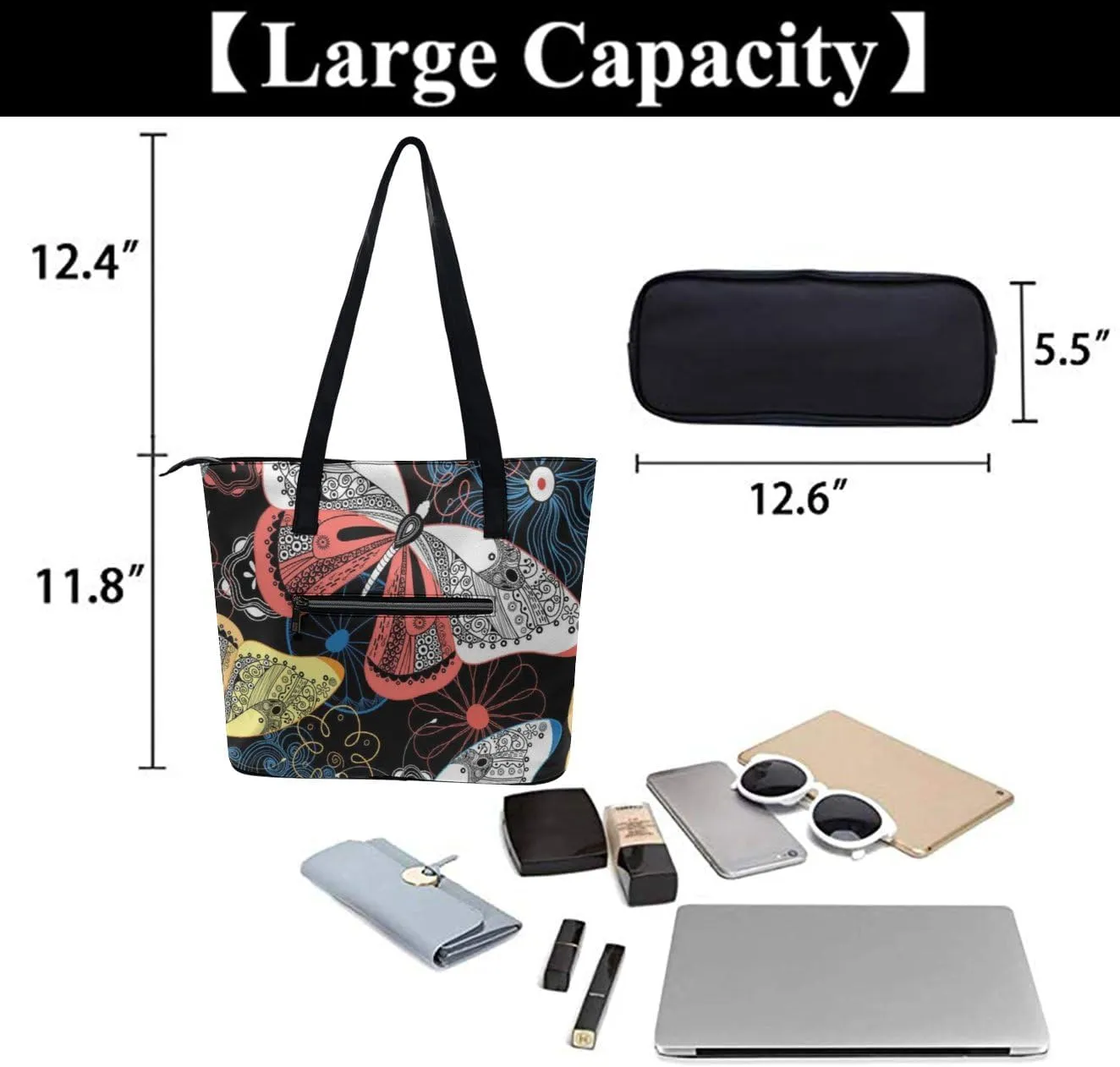 Beach Shoulder Bag for Women Large Shoulder Bag, Foldable PU Leather Shoulder Handbags for Travel Vacation Picnic