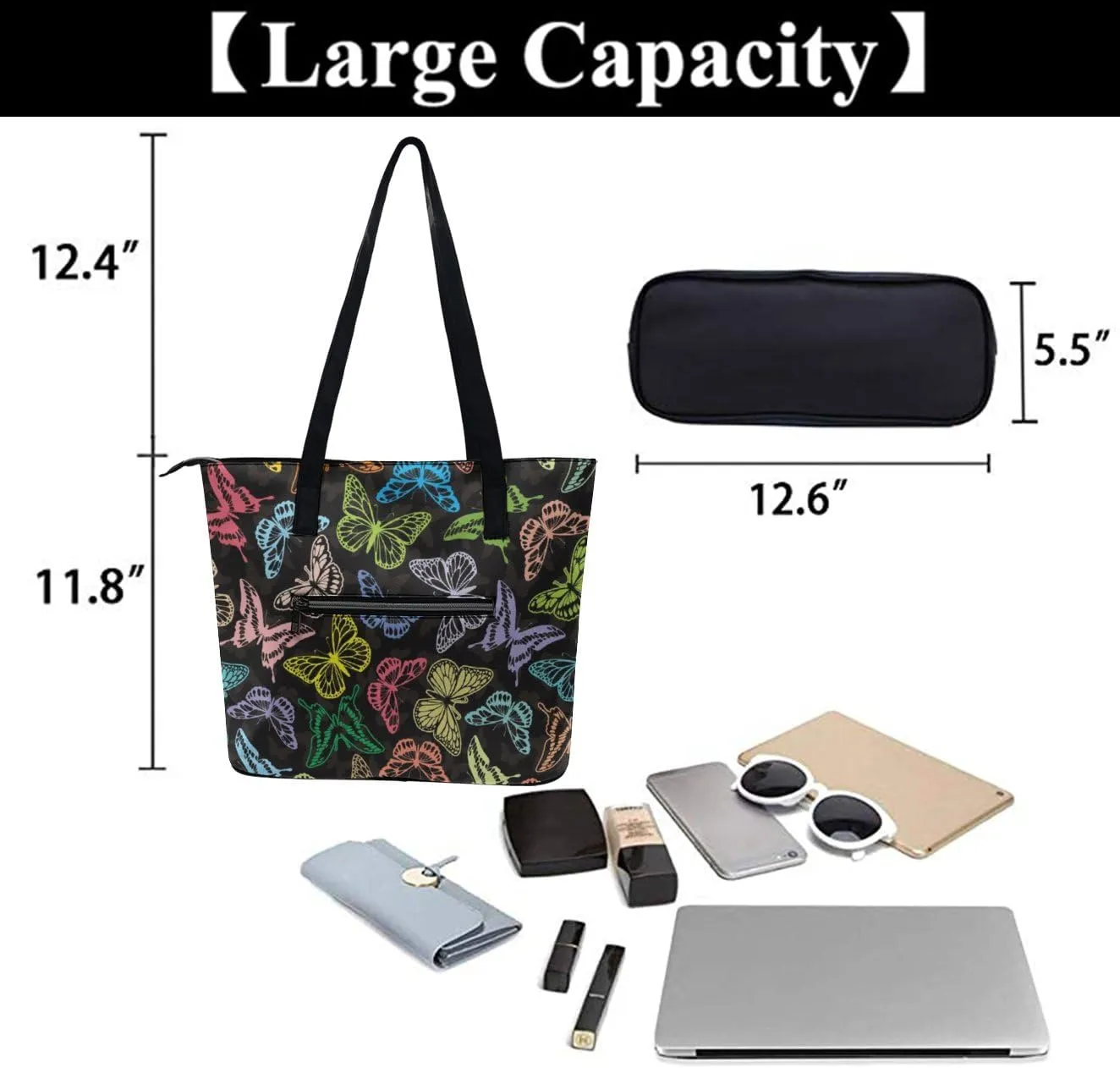 Beach Shoulder Bag for Women Large Shoulder Bag, Foldable PU Leather Shoulder Handbags for Travel Vacation Picnic