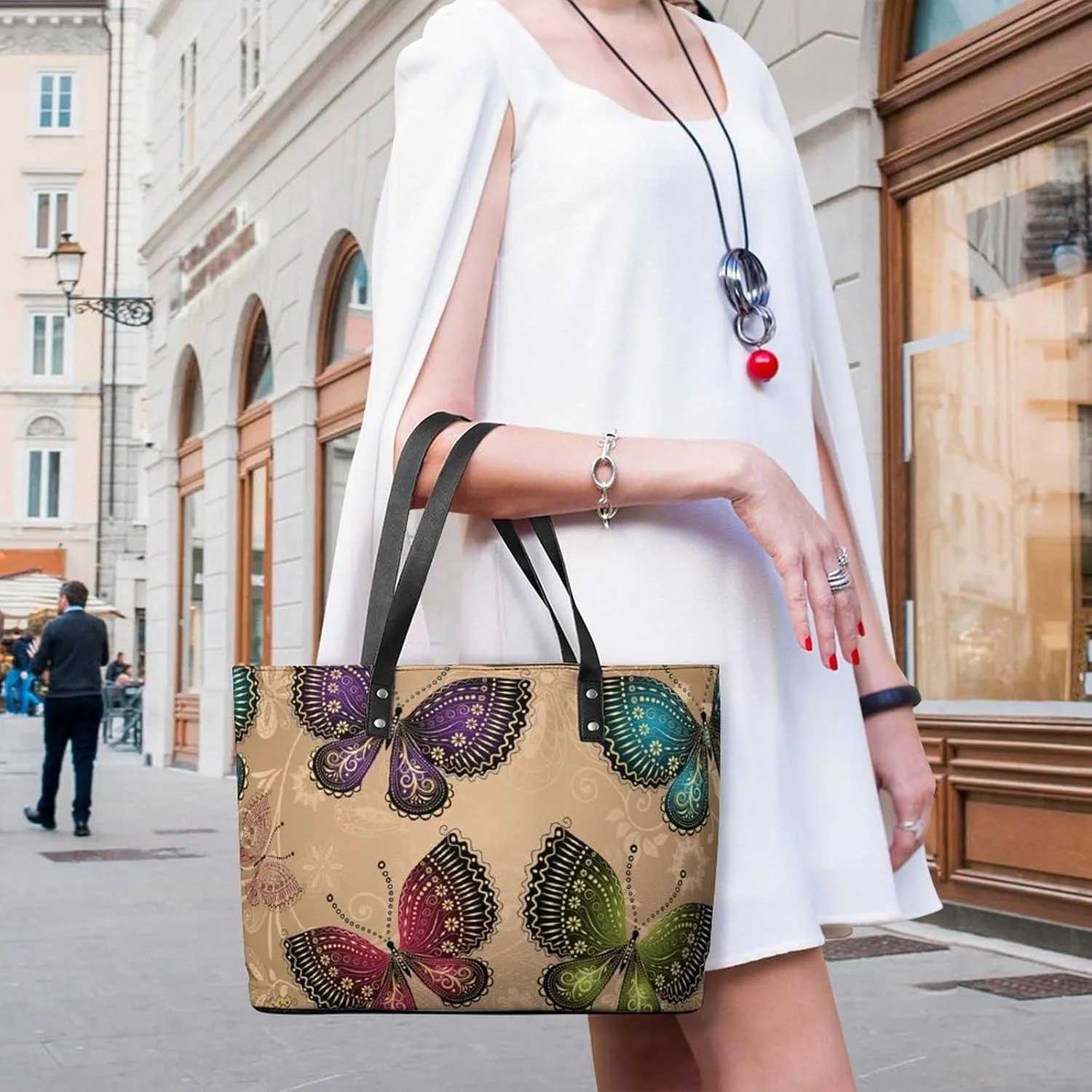 Beach Shoulder Bag for Women Large Shoulder Bag, Foldable PU Leather Shoulder Handbags for Travel Vacation Picnic
