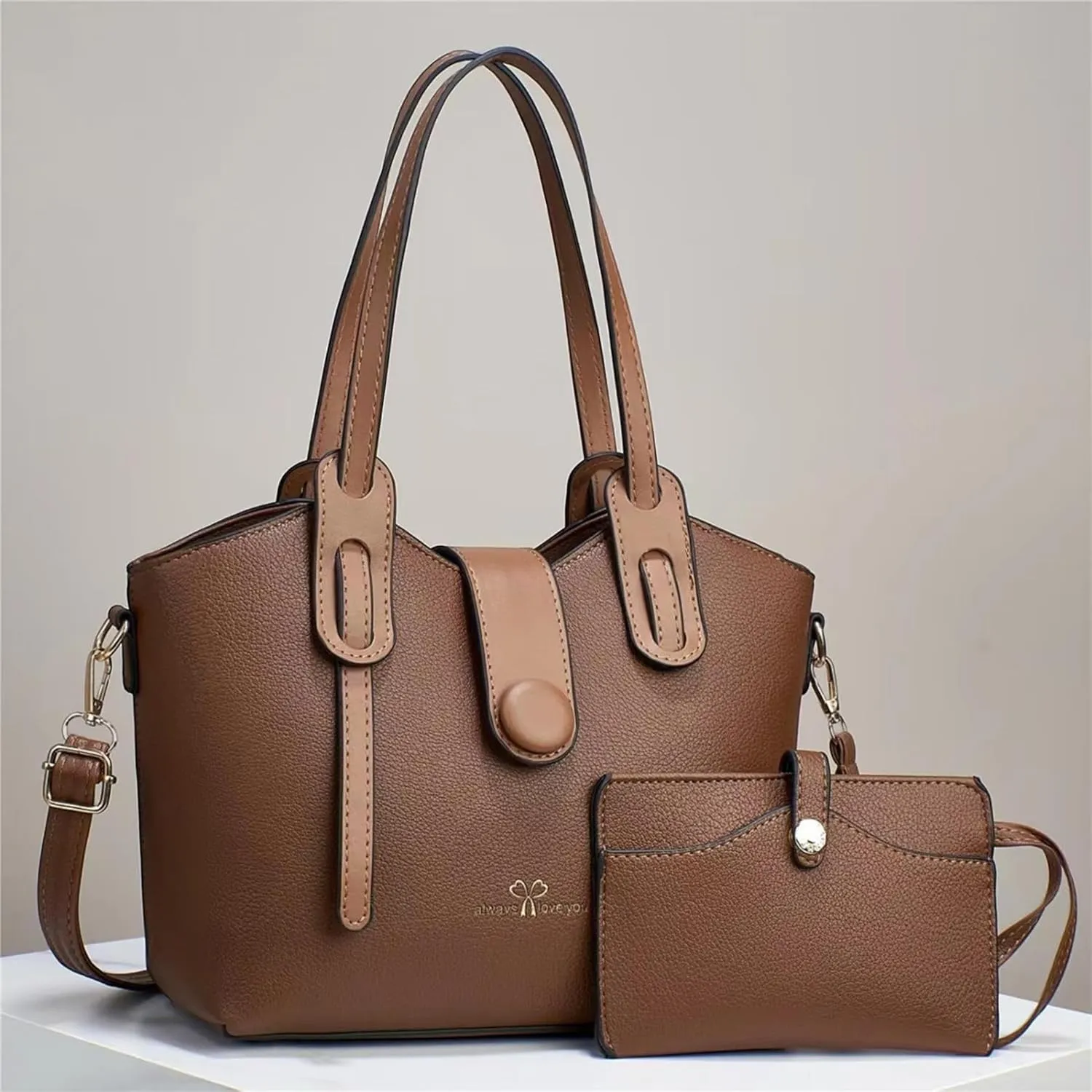 Beach Tote Bag 4 Packet Leather Solid Color Handbags Shoulder Bags Crossbody Hobo Bags Card Purse Work Travel Essential M