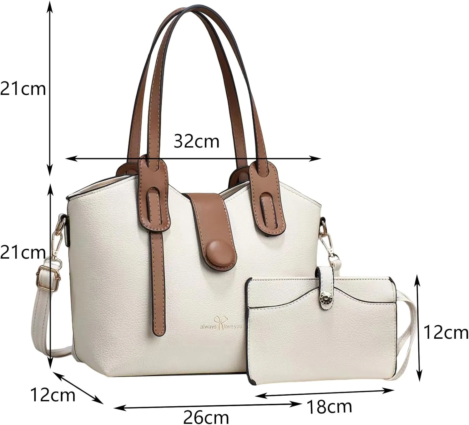 Beach Tote Bag 4 Packet Leather Solid Color Handbags Shoulder Bags Crossbody Hobo Bags Card Purse Work Travel Essential M
